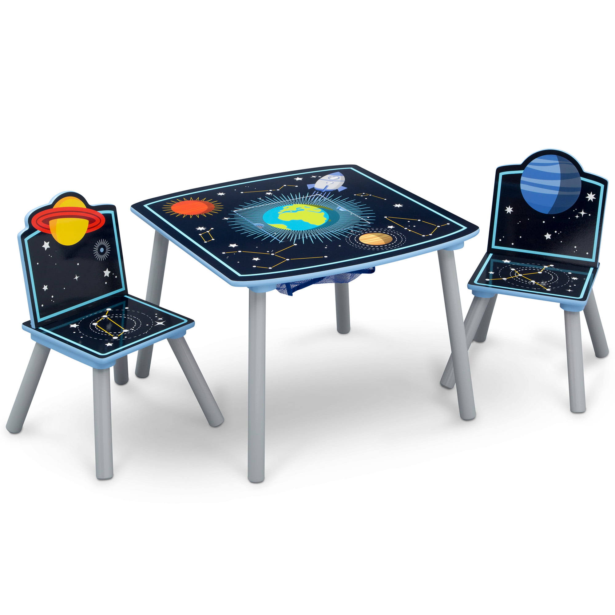 Space Adventures Kids Wood Table and Chair Set with Storage, Greenguard Gold Certified
