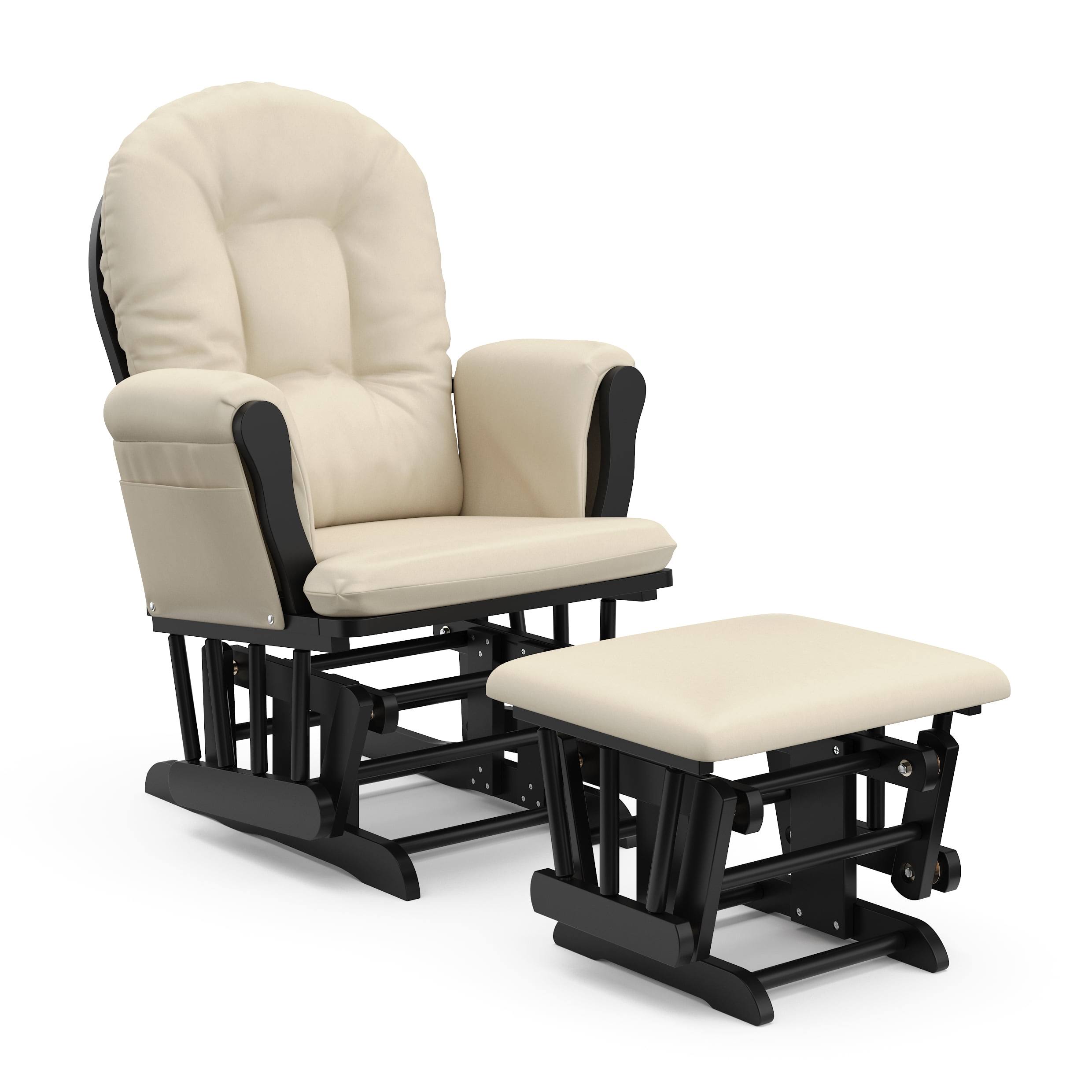 Hoop Nursery Glider and Ottoman, Black with Beige