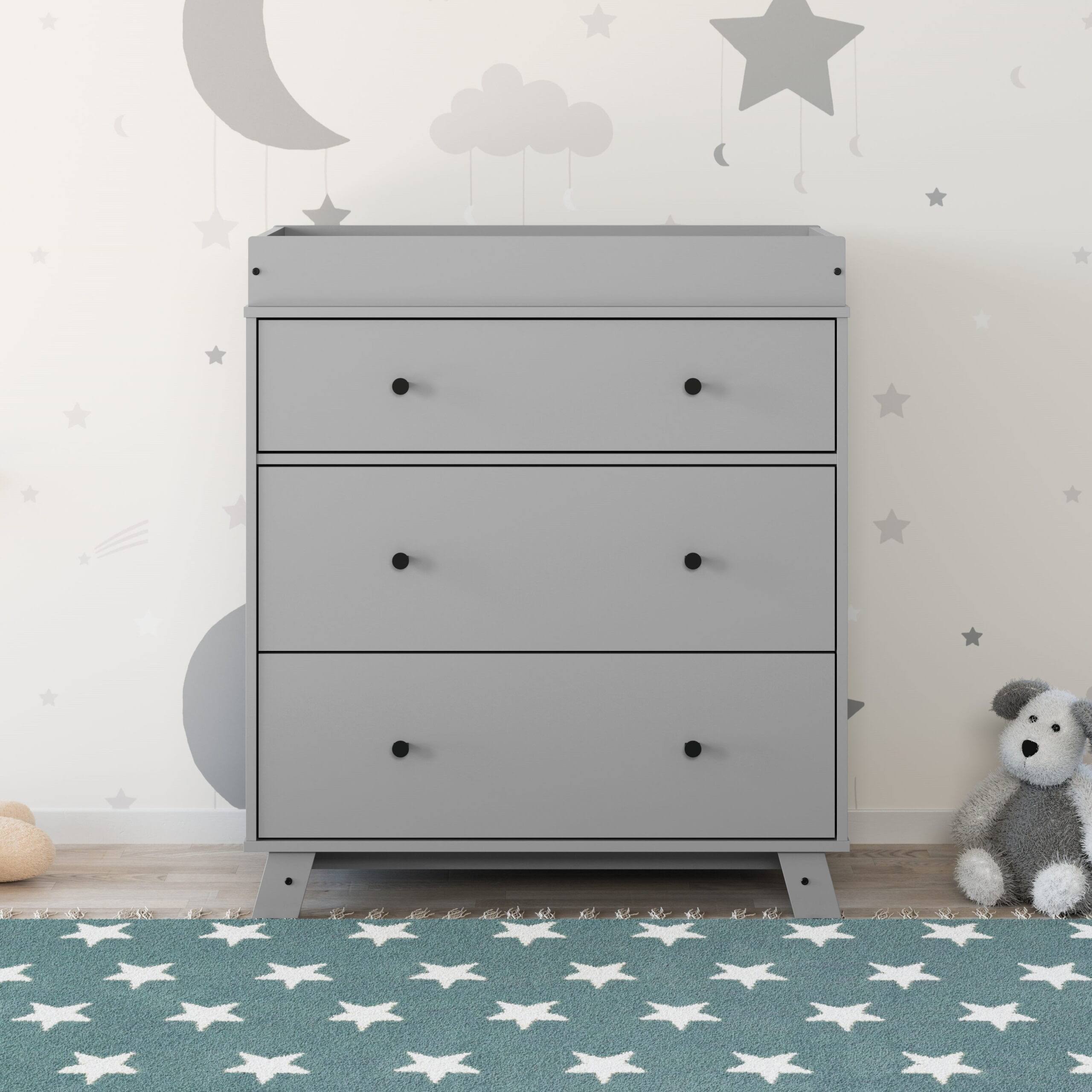 Beckham 3 Drawer Modern Changing Dresser Pebble Gray