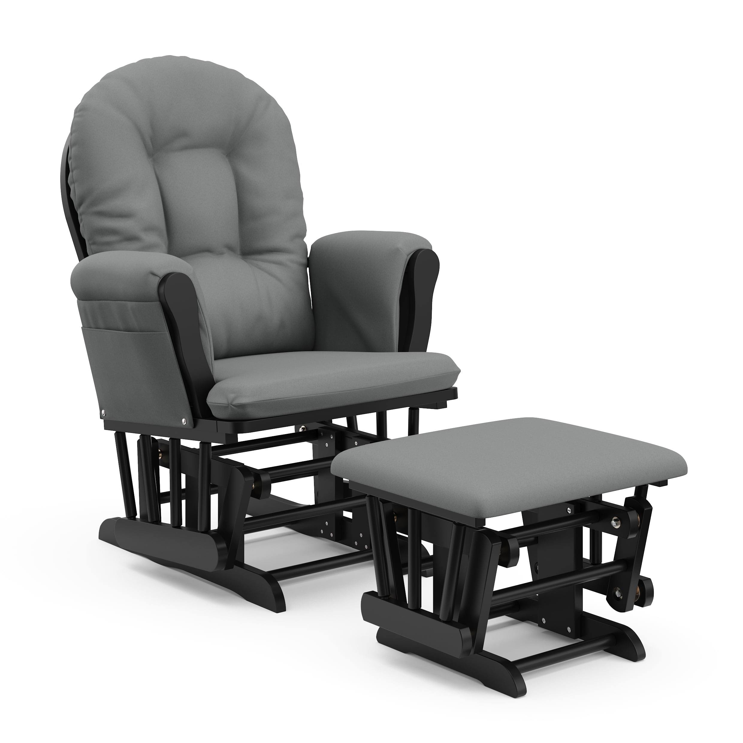 Hoop Nursery Glider and Ottoman, Black with Gray
