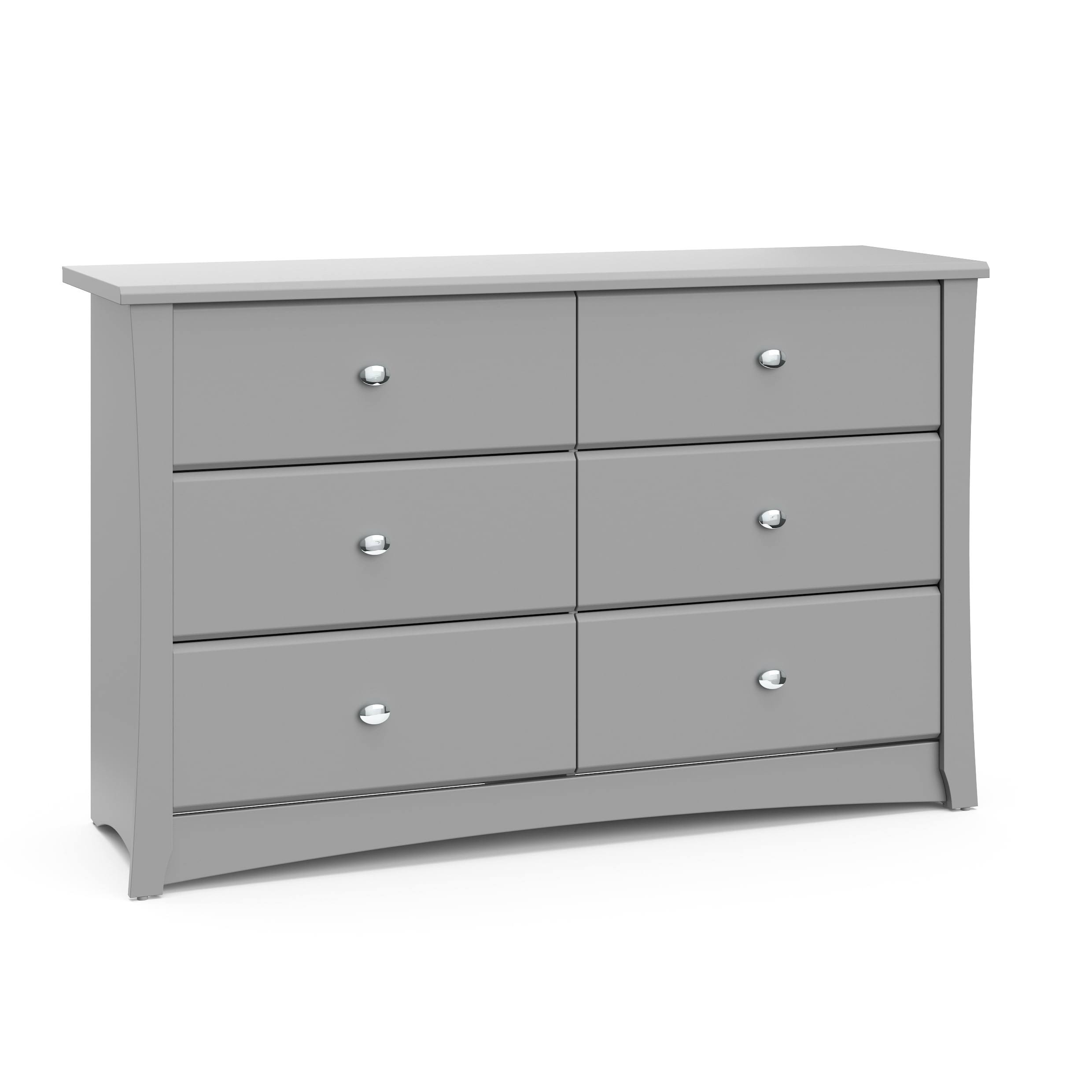Crescent 6 Drawer Modern Double Dresser Pebble Gray