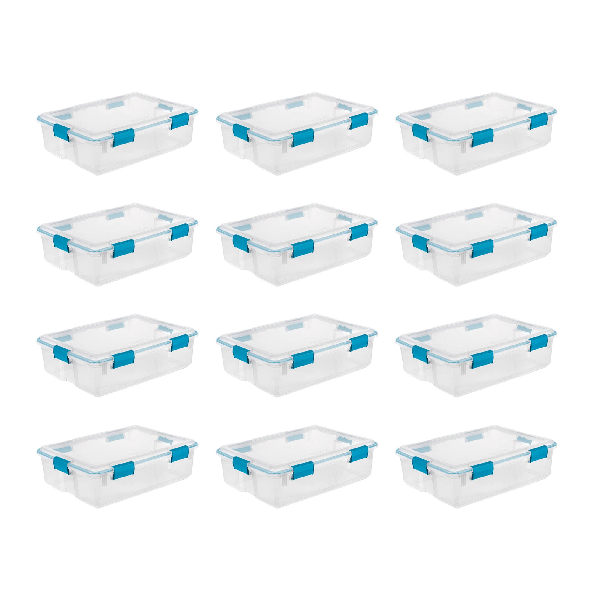 37 Quart Clear Plastic Home Storage Tote Bin with Secure Lids, 12 Pack