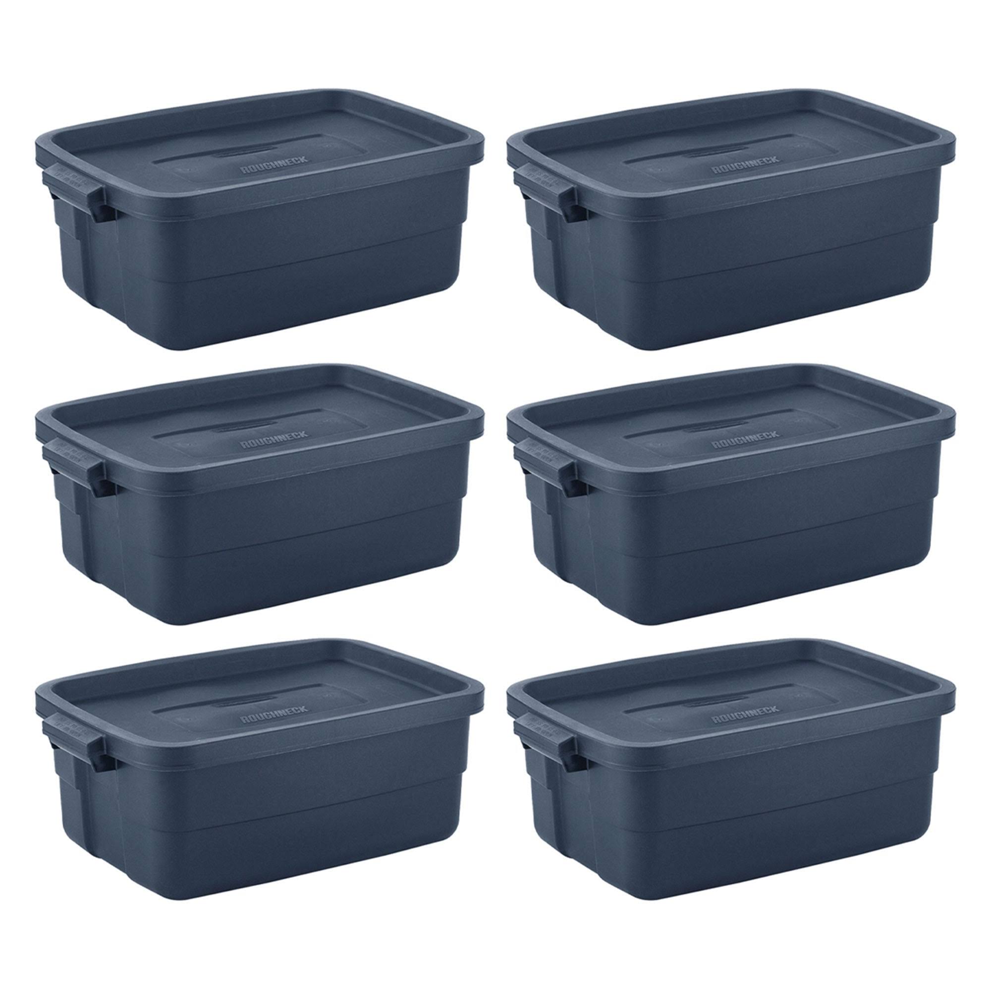 10 Gallon Stackable Storage Container, Dark Indigo Metallic (6 Pack)