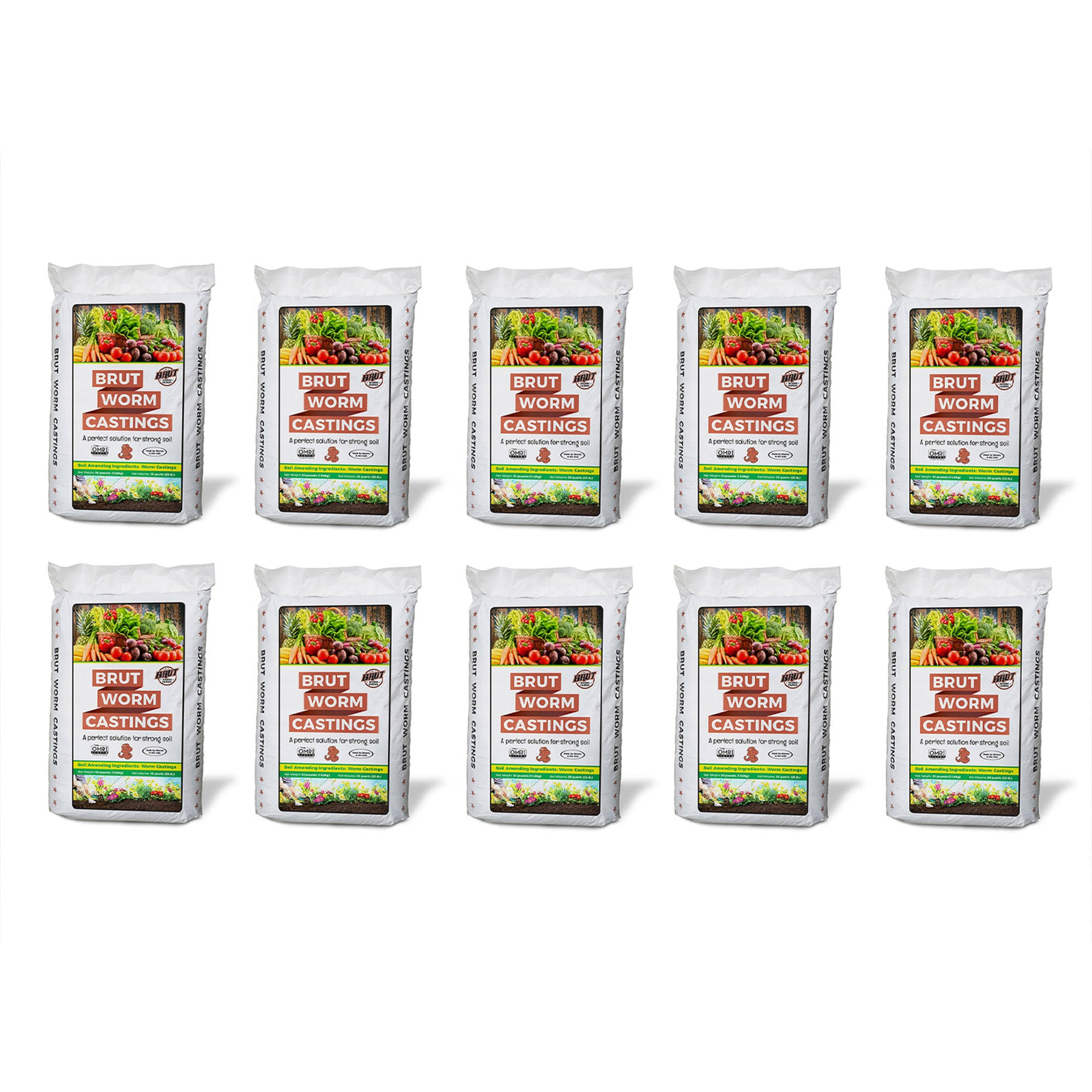 Organic Worm Castings Soil Builder, 30 Pound Bag (10 Pack)