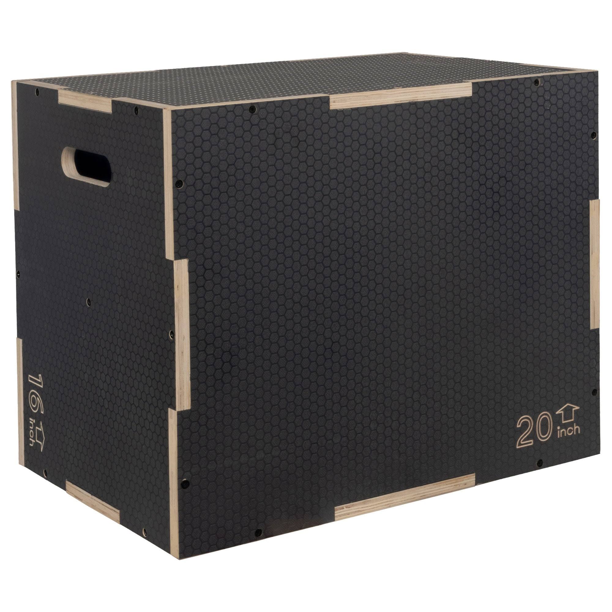 24 x 20 x 16 Wooden Plyo Box Non-Slip Jump Platform, Gray