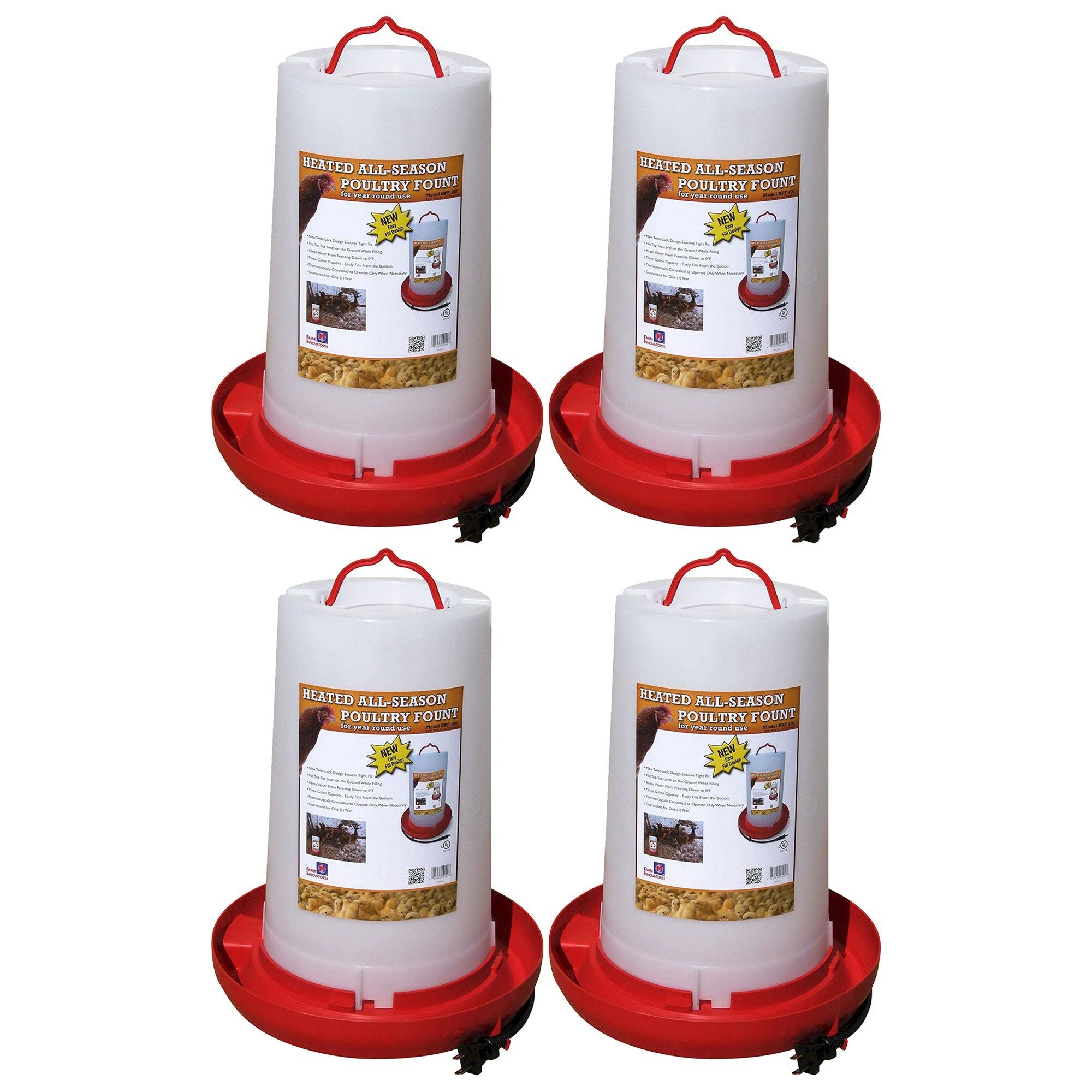 Heated Plastic Hanging Poultry Water Fountain, Red (4 Pack)