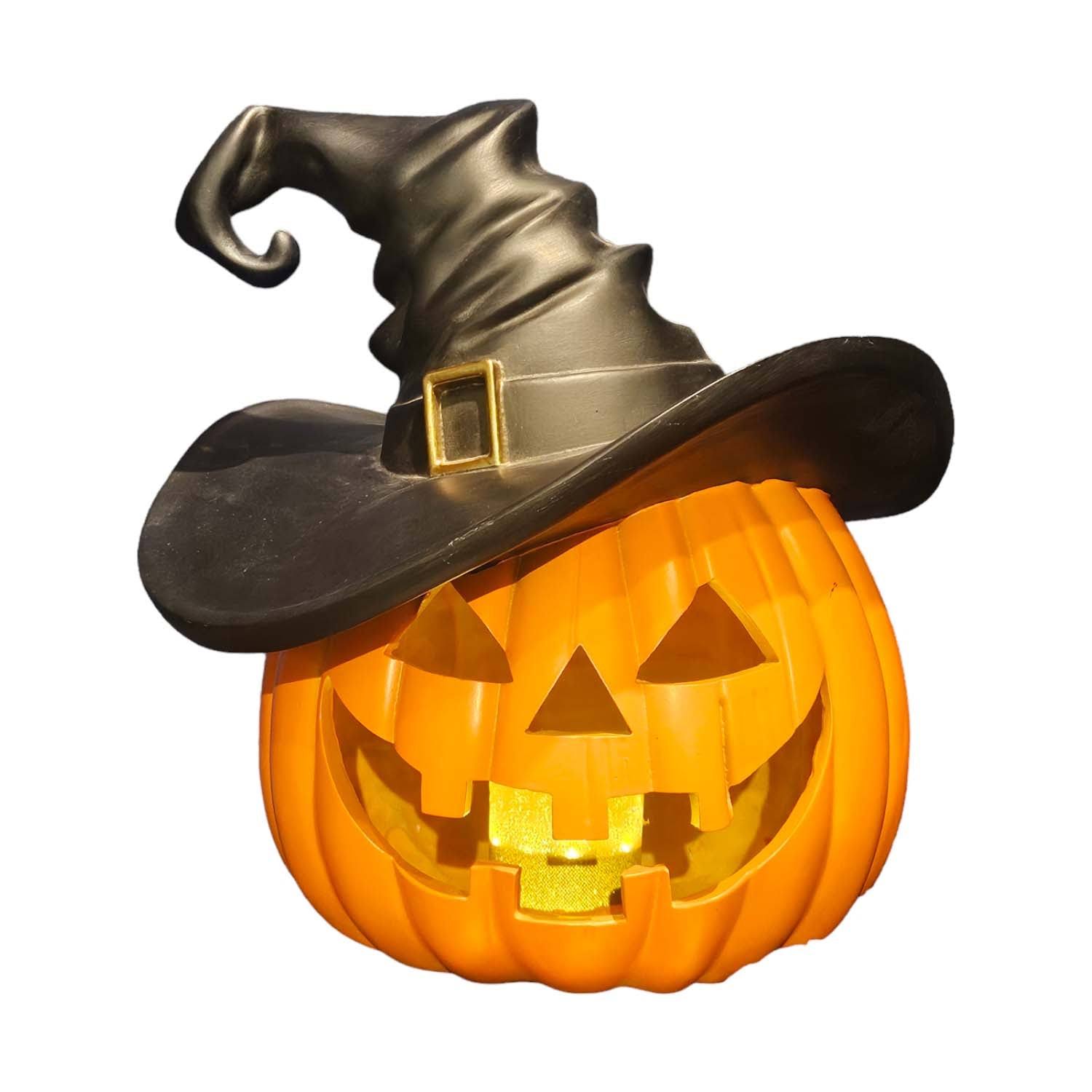Witch Hat Pumpkin with LED Light – 15 Tall