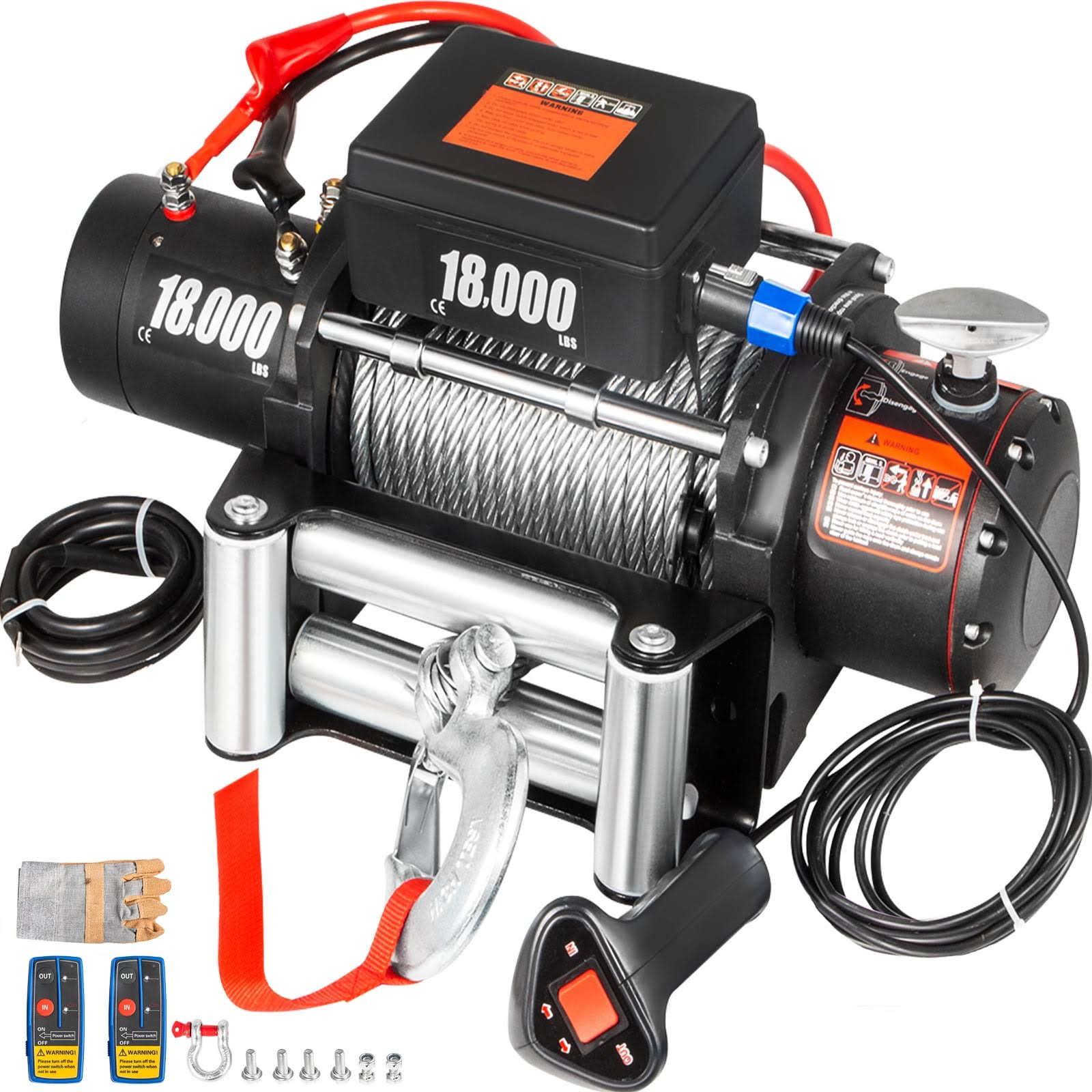 18000LBS Electric Winch 12V Steel Cable Off-road ATV UTV Truck Towing Trailer