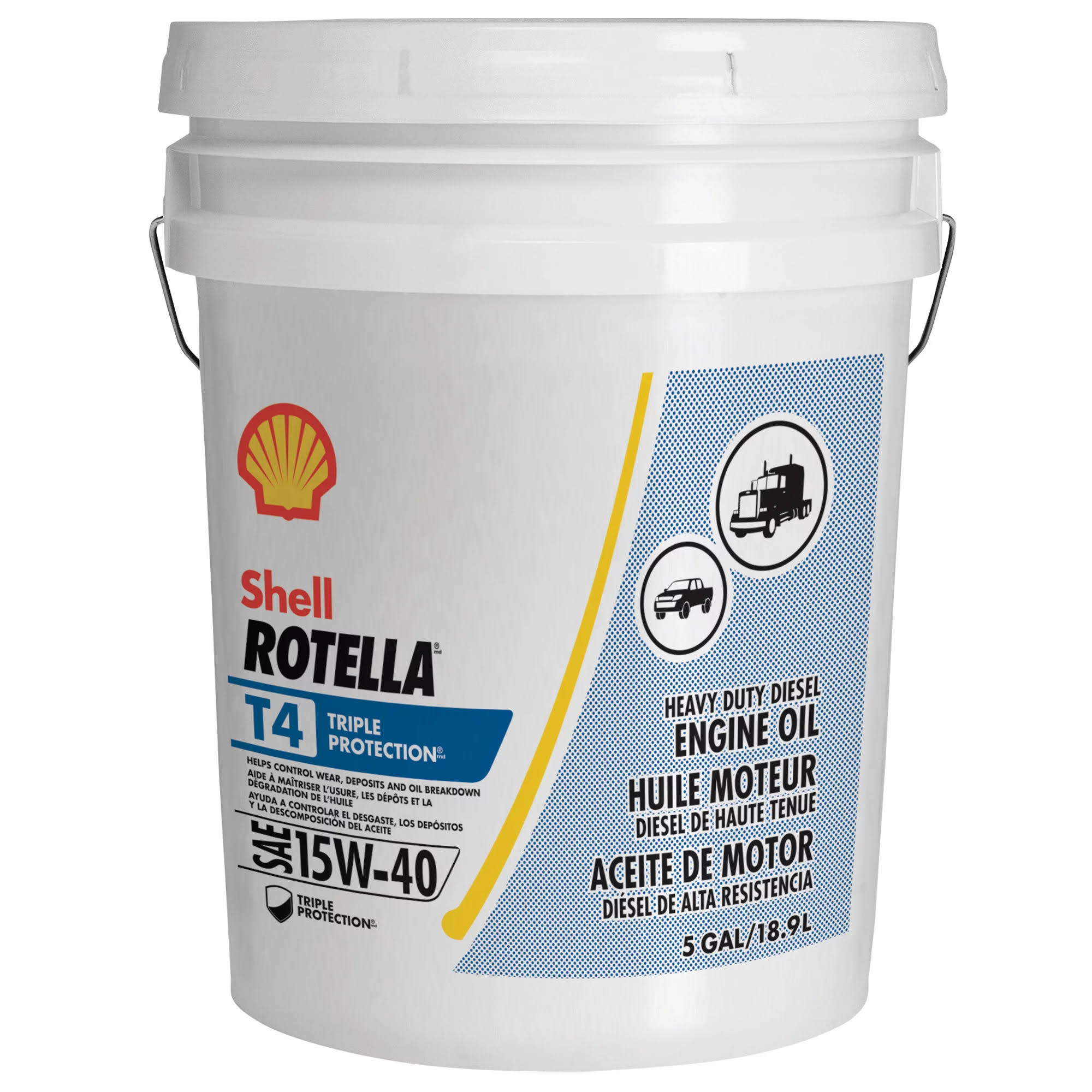 T4 Triple Protection 15W-40 Diesel Motor Oil, 5 Gallon Pail