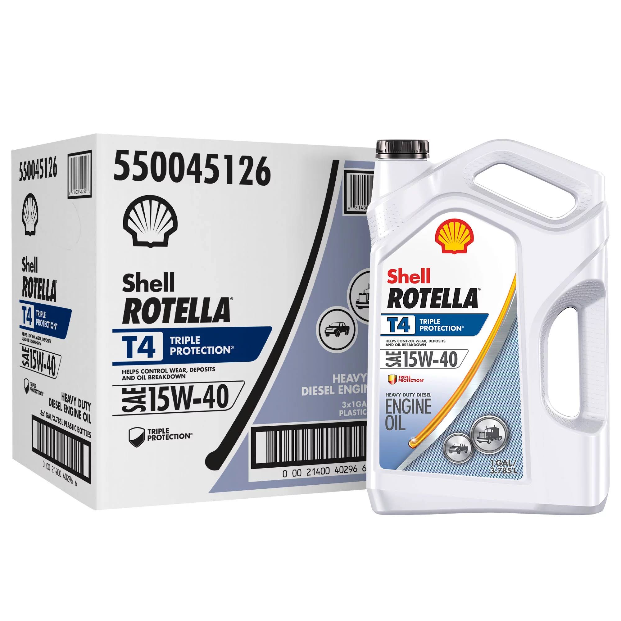 T4 Triple Protection 15W-40 Diesel Motor Oil, 1-Gallon, 3 Pack Case
