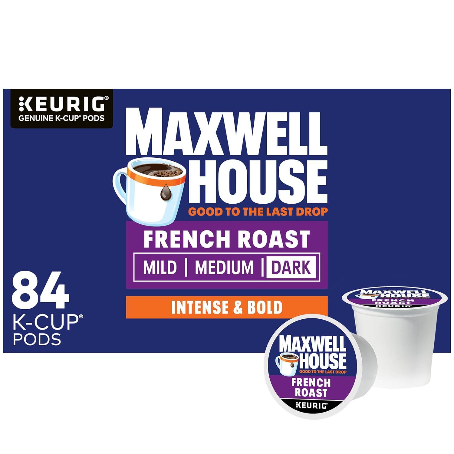 Maxwell House French Roast Dark Roast K-Cup Coffee Pods (84 ct Box)