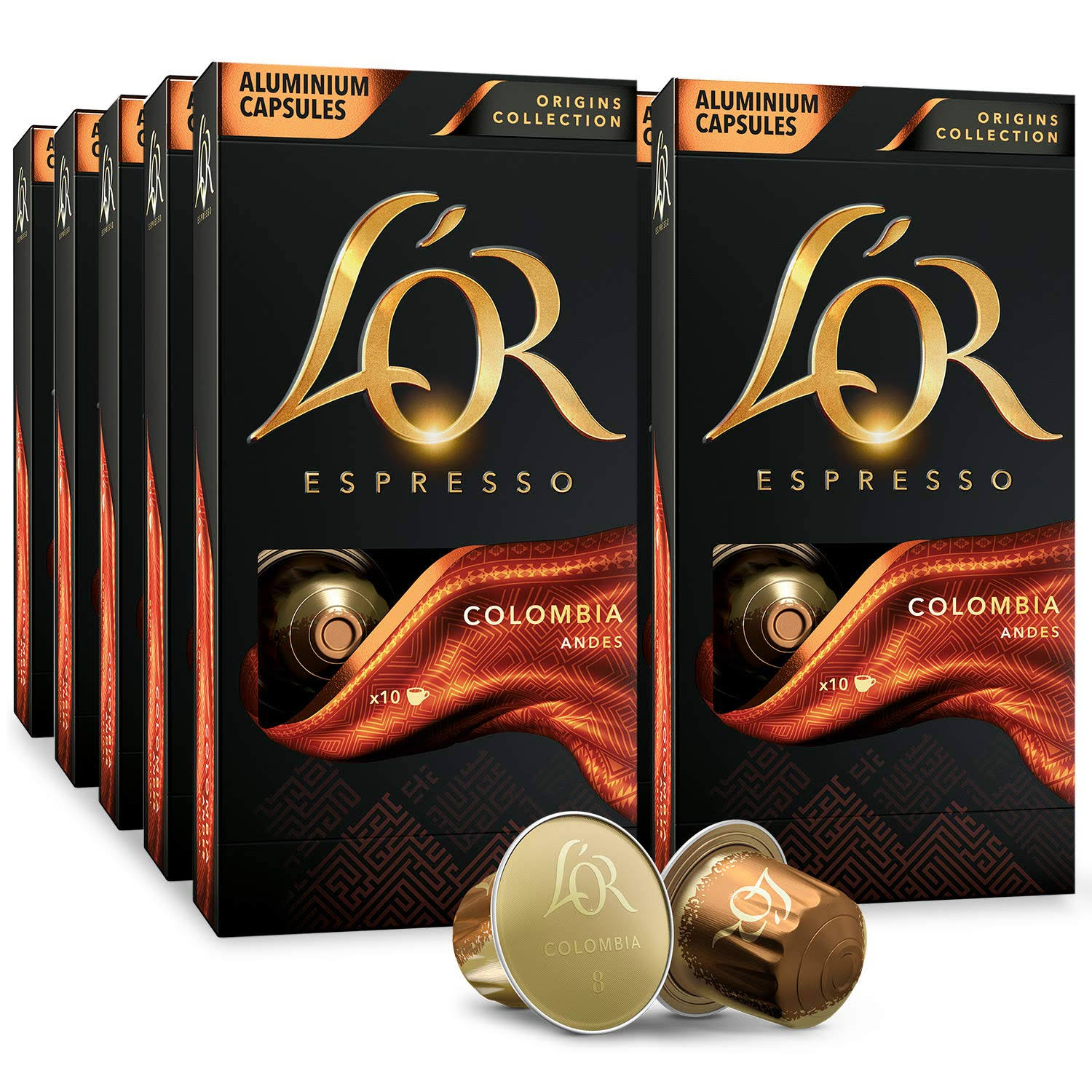 L OR Espresso Capsules, 100 Count Colombia, Single-Serve Aluminum Coffee Capsules Compatible with the L OR BARISTA System   Nespresso Original Machines