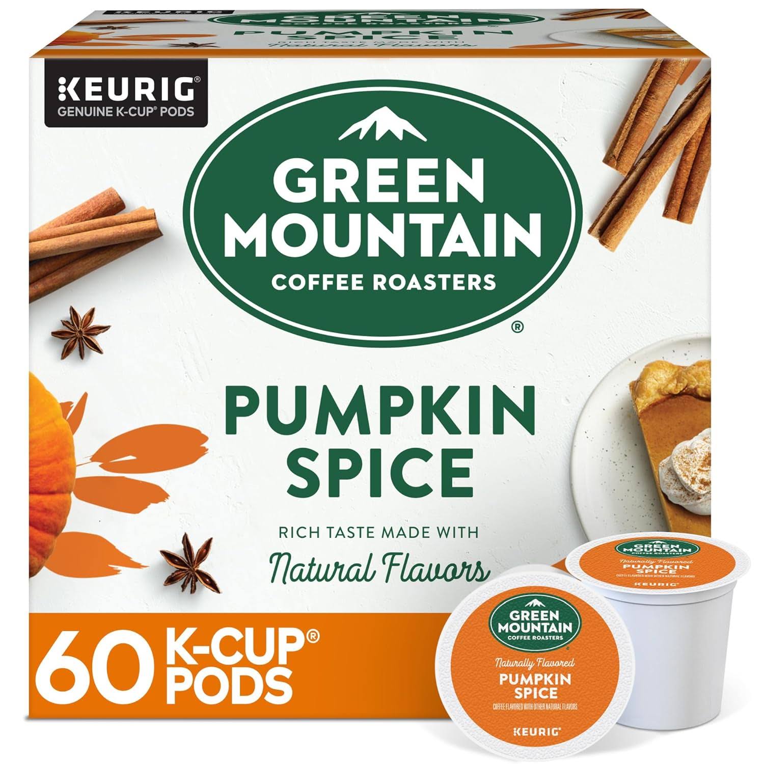 Green Mountain Coffee Roasters Pumpkin Spice, Keurig Single-Serve K-Cup Pods, Light Roast Coffee, 60 Count (6 Packs of 10)