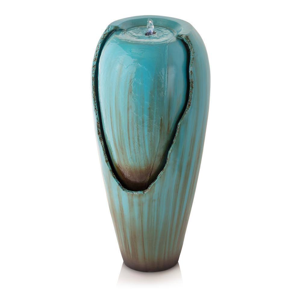 DIG100XS 33 in. Tall Water Jar Fountain with LED Light, Turquoise