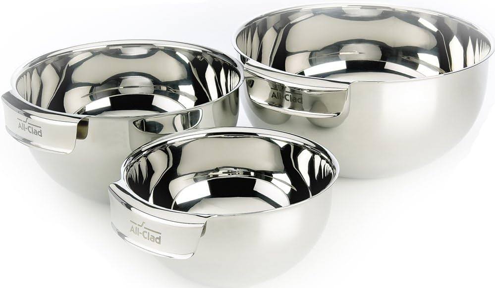 Stainless Steel Dishwasher Safe Mixing Bowls Set Kitchen Accessorie, 3-Piece, Silver