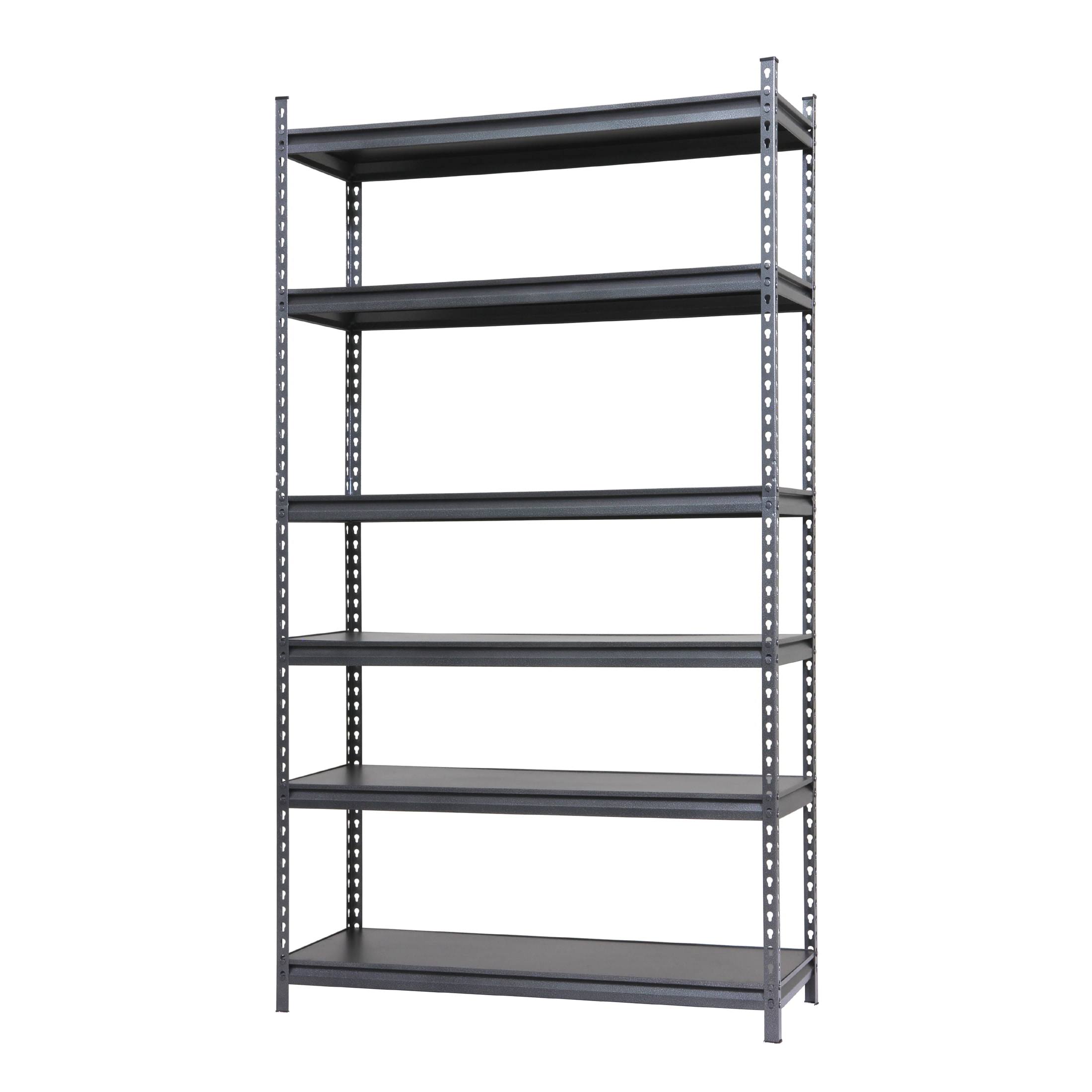 Stronghold Garage Gear 6-Shelf Boltless Rack with Wood Decking, Textured Gray, 600lbs per shelf