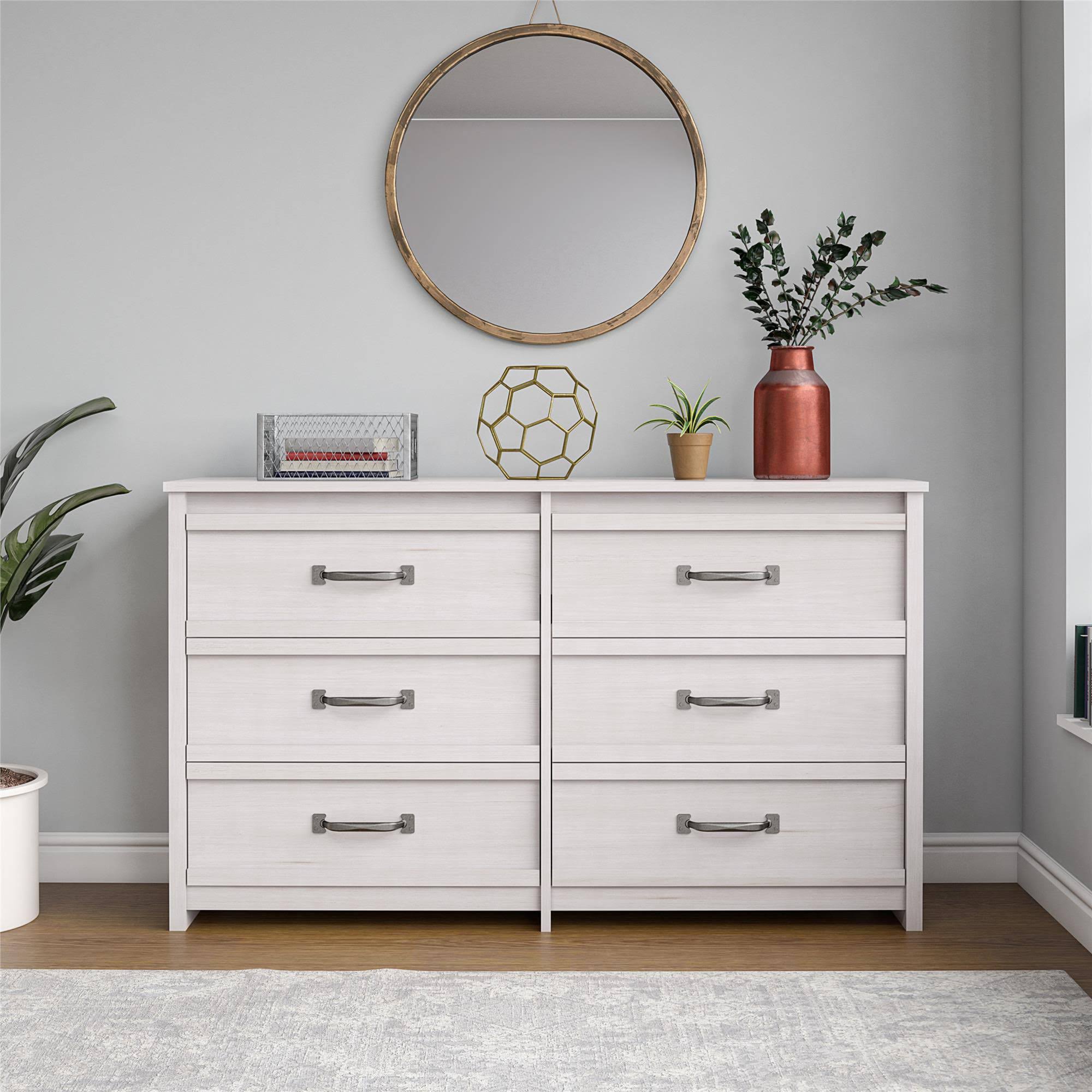Gardens Rustic Ranch 6 Drawer Dresser, Ivory Oak