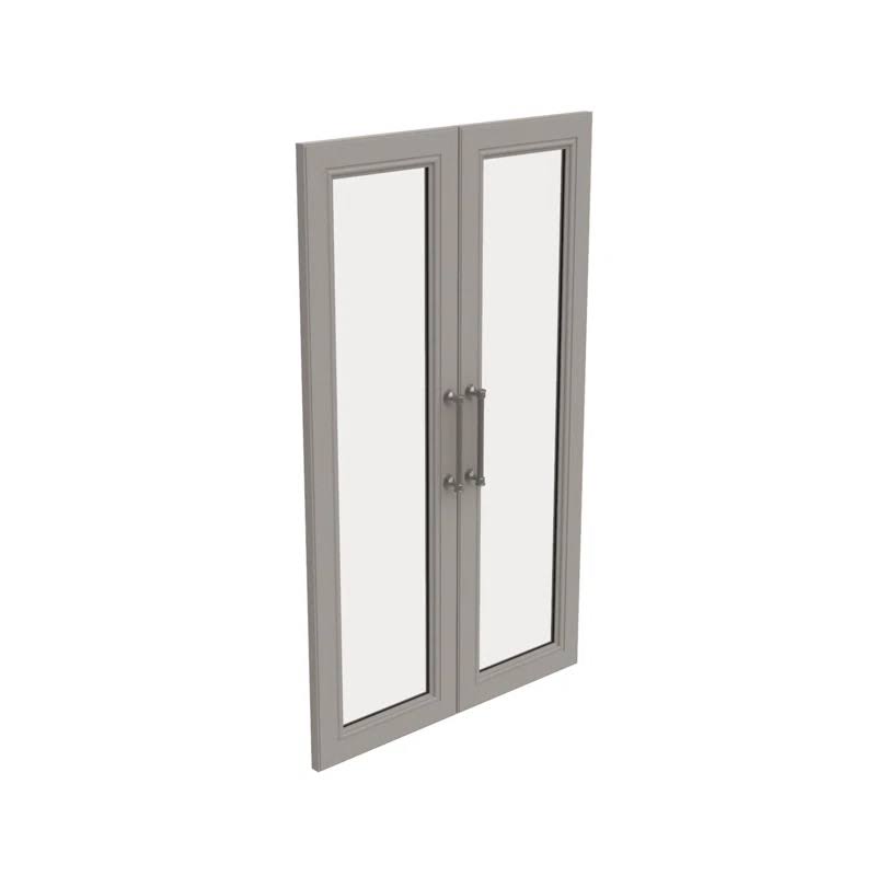4613 Modular Storage Pair Set, 2 Glass Pane Doors, Wood Closet Organizer Shaker Style, Add On Accessory for Shelf Units, Taupe, Kit