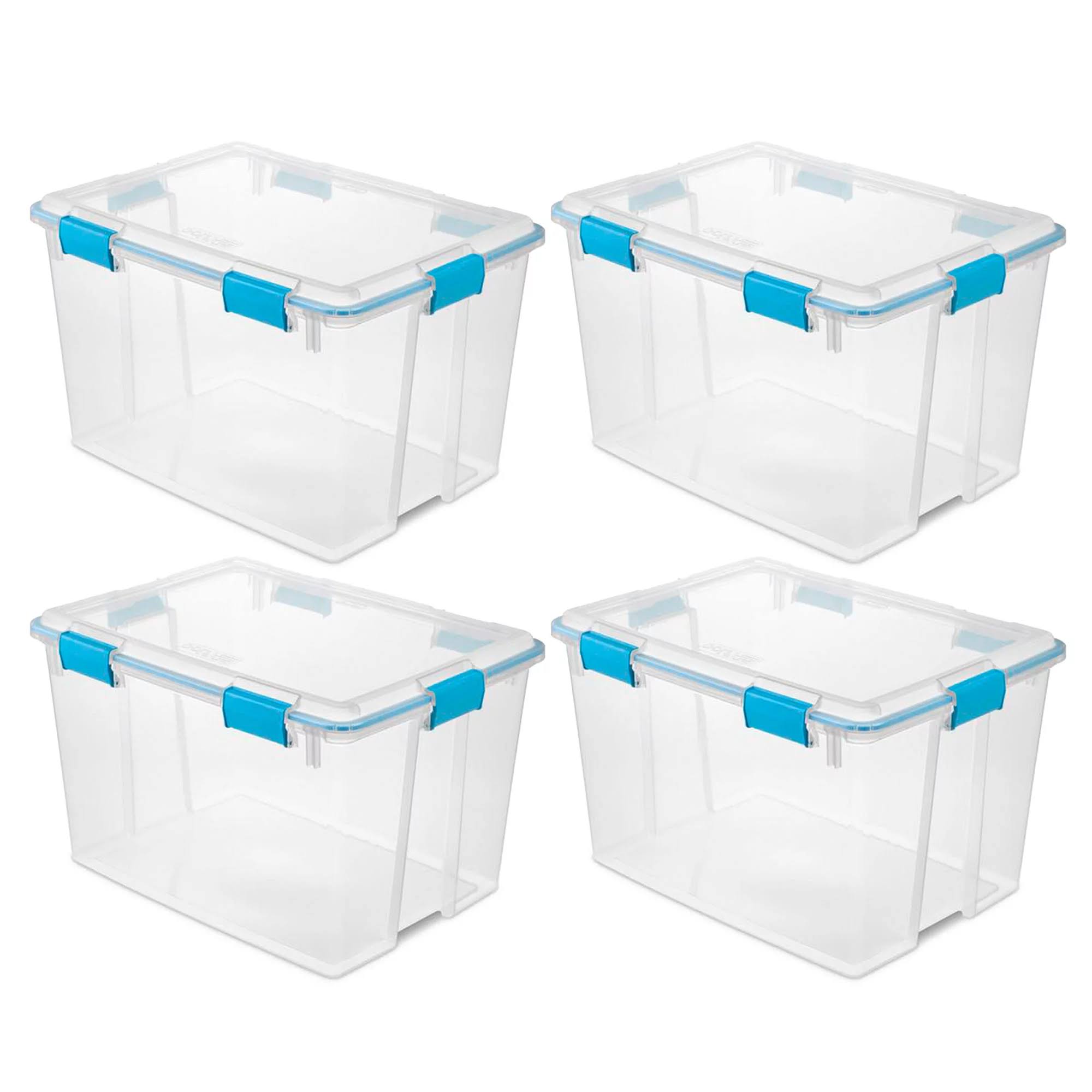 80-Qt Clear Plastic Stackable Storage Bin w/Gasket Latch Lid, 4 Pack