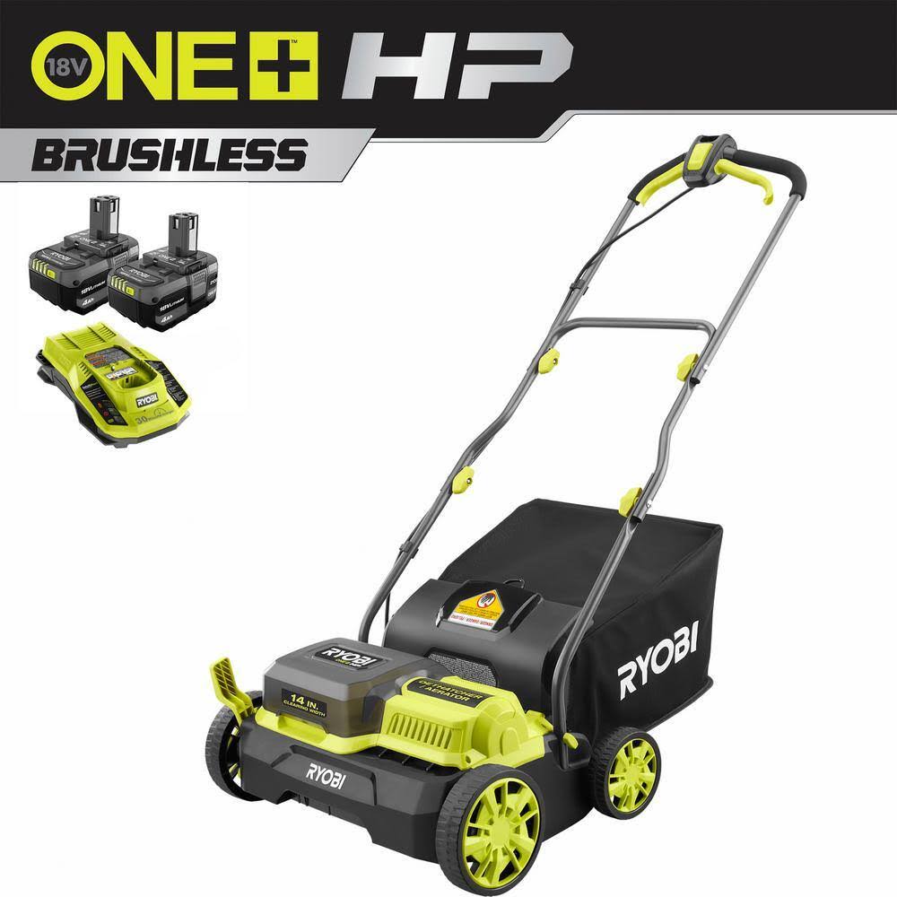 P2740  HP 18V Brushless 14 in. Cordless Battery Dethatcher/Aerator with (2) 4.0 Ah Batteries and Charger