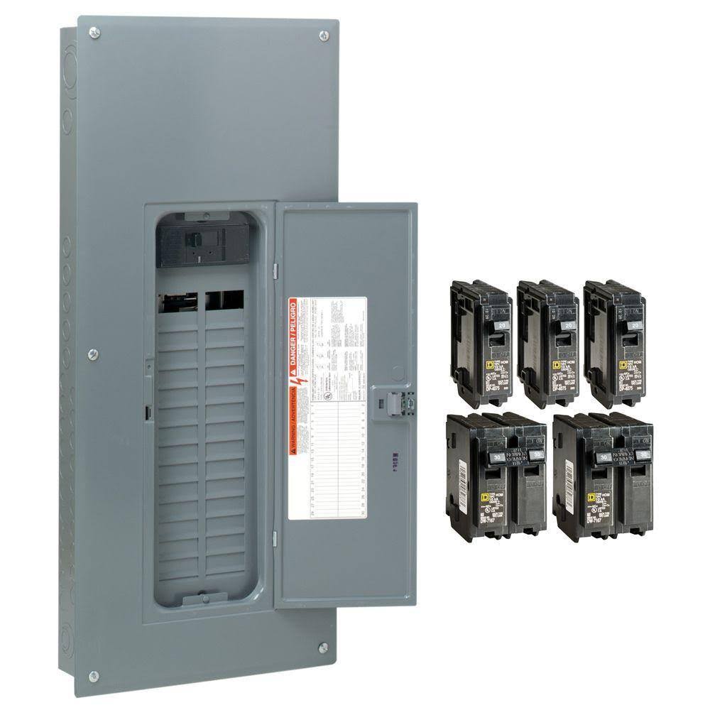 Square D HOM3060M200PCVP Homeline 200 Amp 30-Space 60-Circuit Indoor Main Breaker Plug-On Neutral Load Center with Cover(HOM3060M200PCVP)