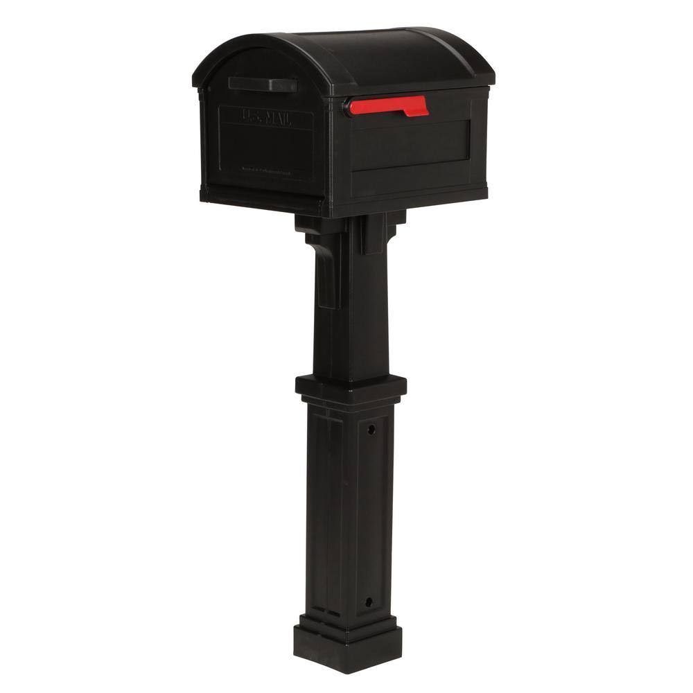 Mailboxes GHC40BAM Grand Haven Black, Extra Large, Plastic, Mailbox and Post Combo