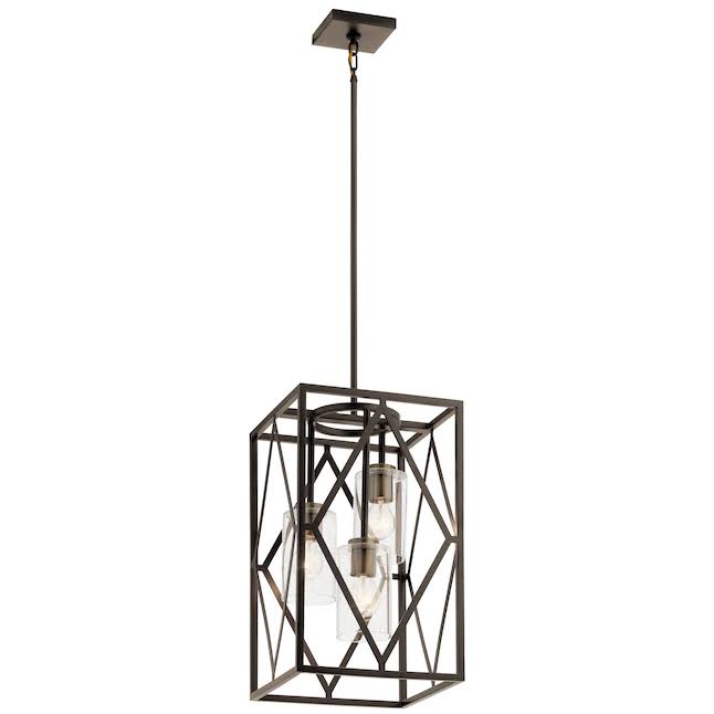 82316 Solander 3-Light Olde Bronze Traditional Clear Glass Geometric Pendant Light