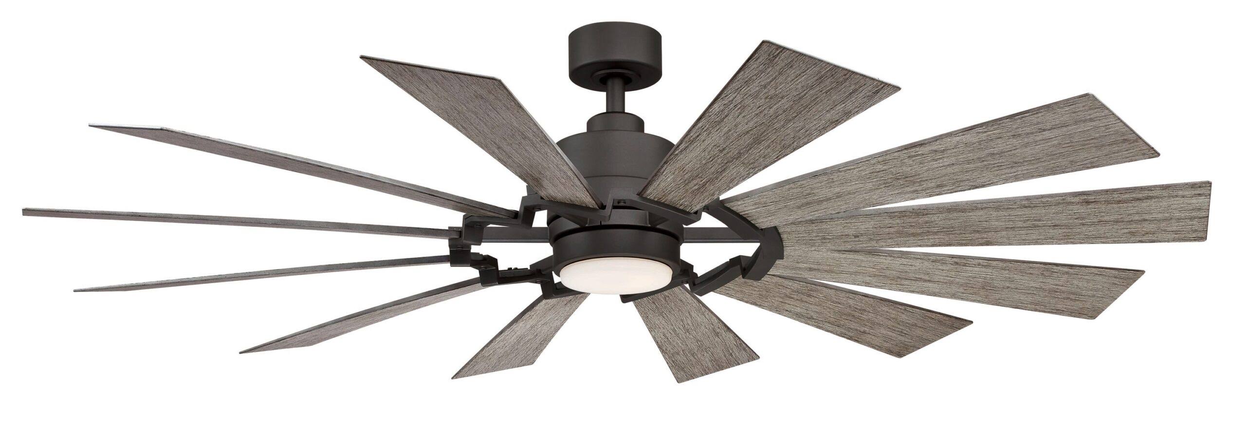 Kindred 60-in Matte Greige Color-changing LED Indoor/Outdoor Ceiling Fan with Light Remote (12-Blade)