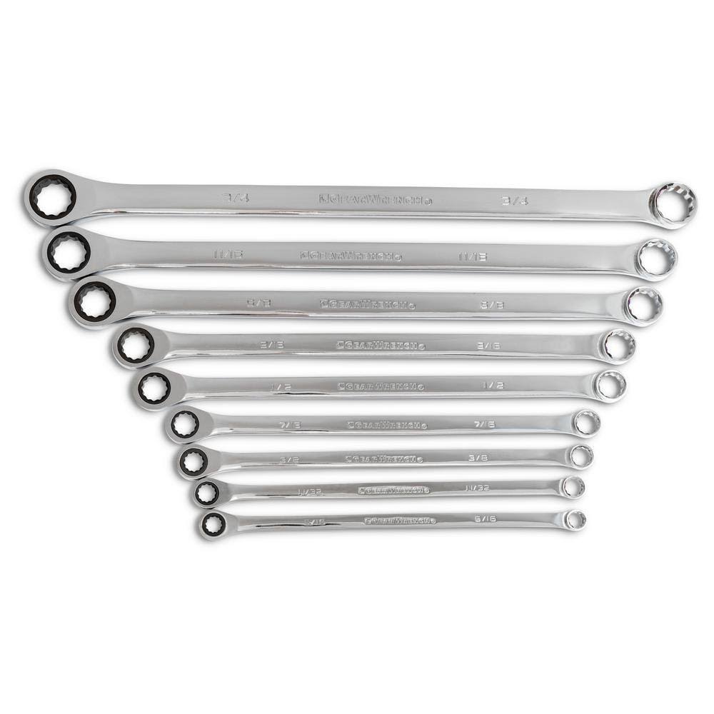 85998 72-Tooth 12-Point SAE XL GearBox Double Box Ratcheting Wrench Set (9-Piece)