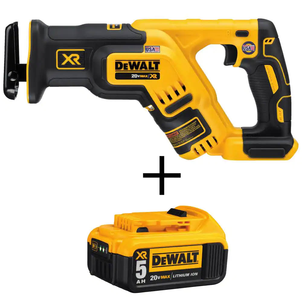 DCS367BW205 20-Volt MAX XR Cordless Brushless Compact Reciprocating Saw with (1) 20-Volt Battery 5.0Ah
