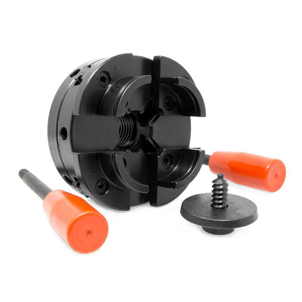 LA4444 4 in. 4-Jaw Self-Centering Lathe Chuck Set with 1 in. x 8TPI Thread