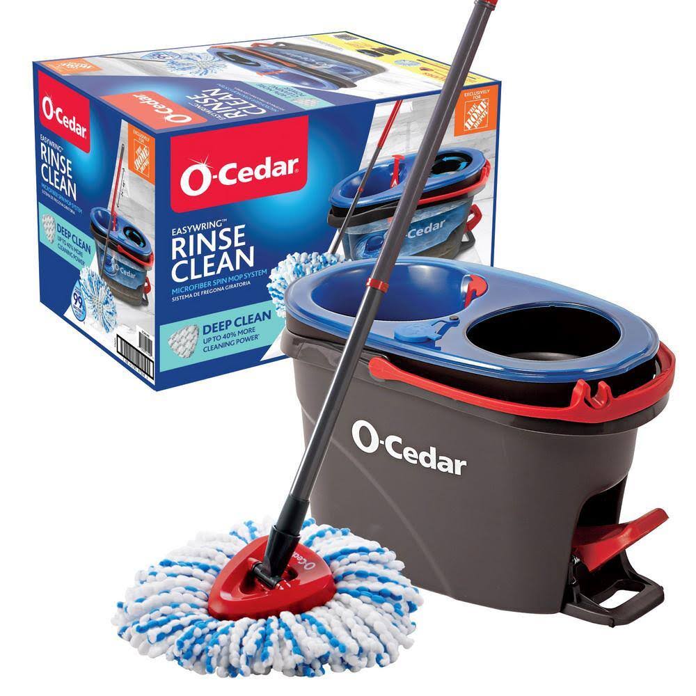 O-Cedar 174221 Easy Wring Rinse Clean Deep Clean Microfiber Spin Mop and Bucket System