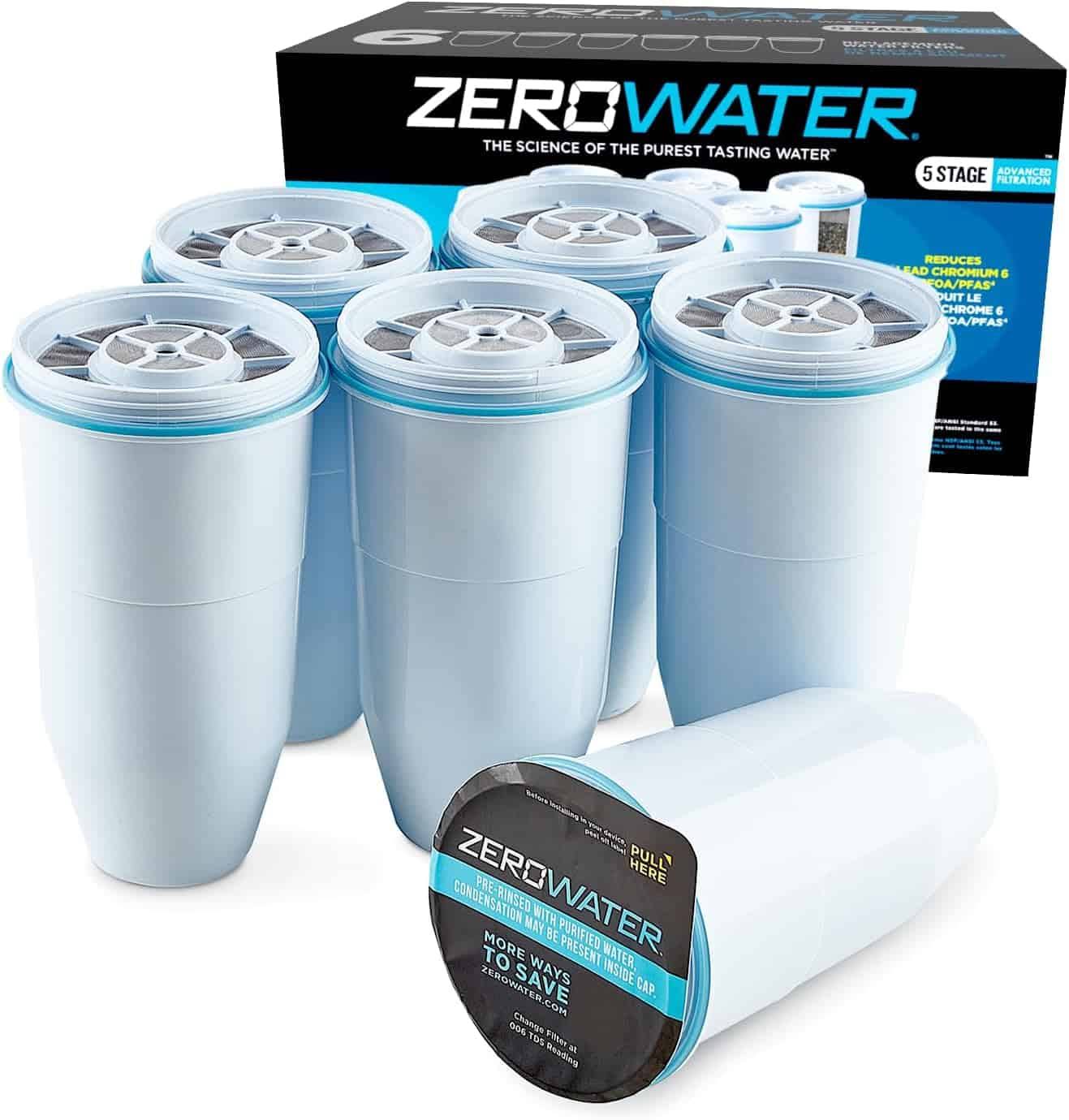 ZeroWater Official Replacement Filter   5-Stage Filter Replacement 0 TDS for Improved Tap Water Taste, 6-Pack