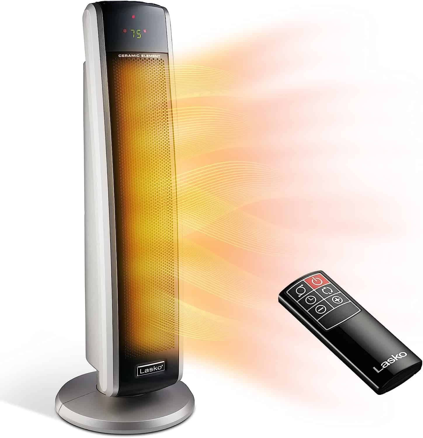 29” Ceramic Tower Heater for Large Rooms, Whole Room Heating, 1500W, Black, 5586