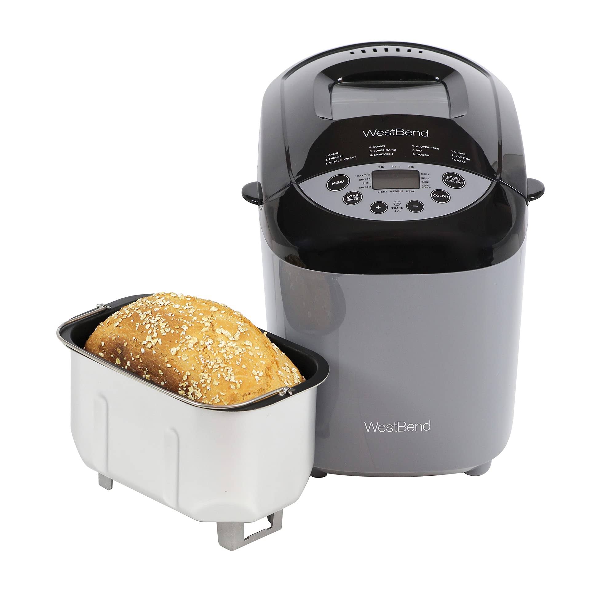 West Bend 47413 Hi-Rise Programmable Bread Maker Machine, 3 Lb, Gray