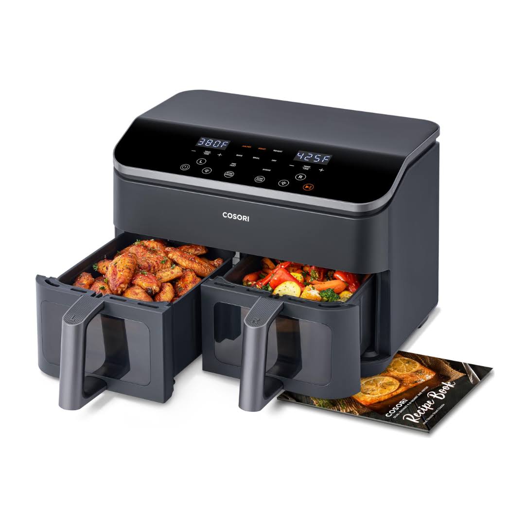 COSORI 9Qt 8-in-1 Dual Air Fryer, Fresh Balanced Meals, Dishwasher Safe
