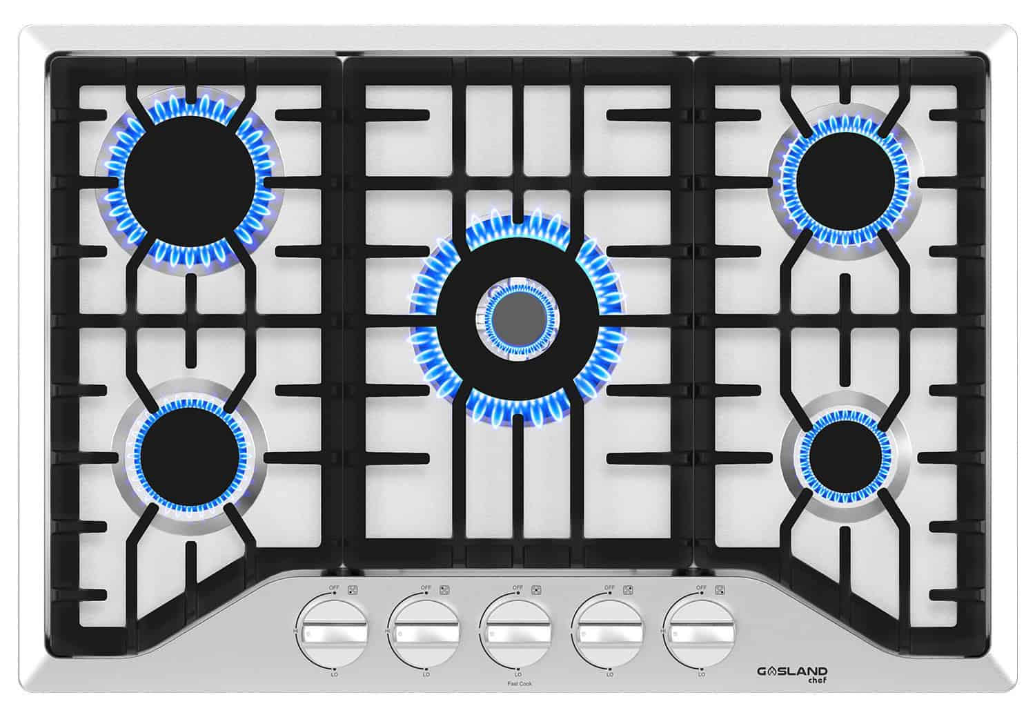 Gaslandchef 30  Gas 5 Burner Cooktop with Dual Size Power Burner