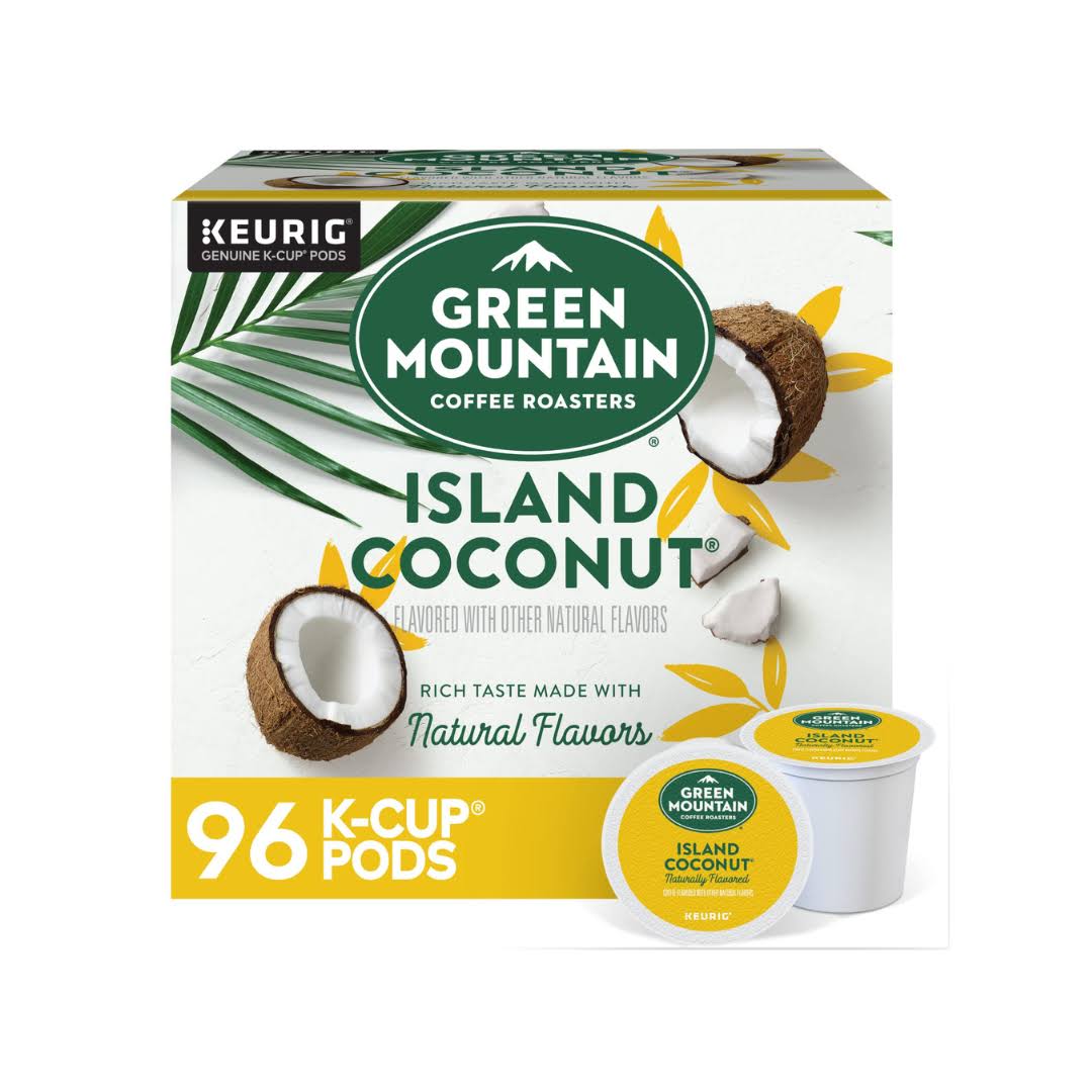 Green Mountain Coffee Roasters Island Coconut  Single-Serve K-Cup Pods, Light Roast Coffee, 96 Count (4 Packs of 24)