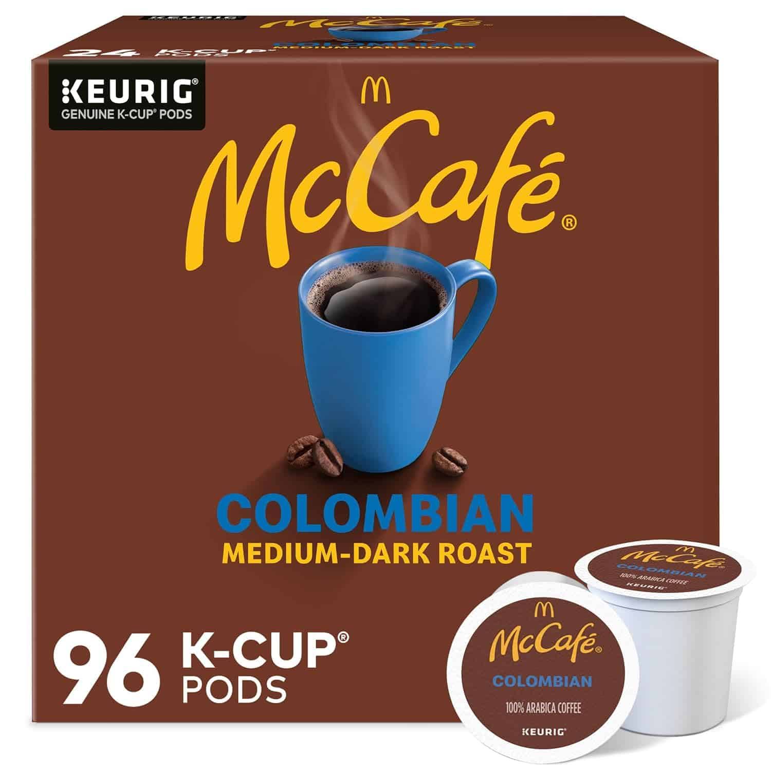 McCafe Colombian, Single Serve Coffee  K-Cup Pods, Medium Roast, 96 Count (4 Packs of 24)