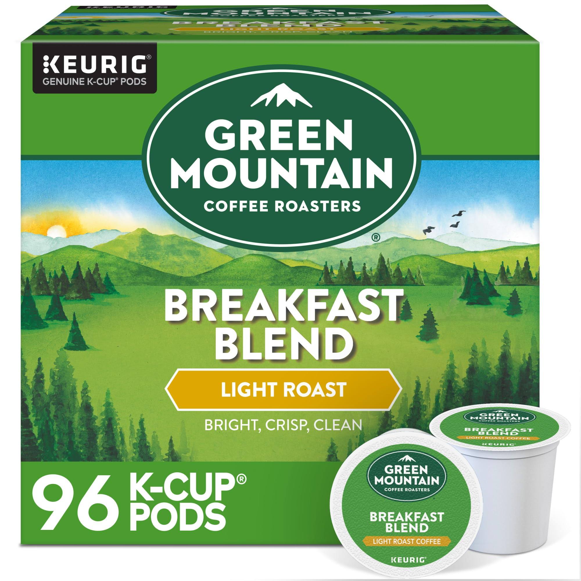 Green Mountain Coffee Roasters Breakfast Blend Single-Serve  K-Cup Pods, Light Roast Coffee, 96 Count (4 Packs of 24)