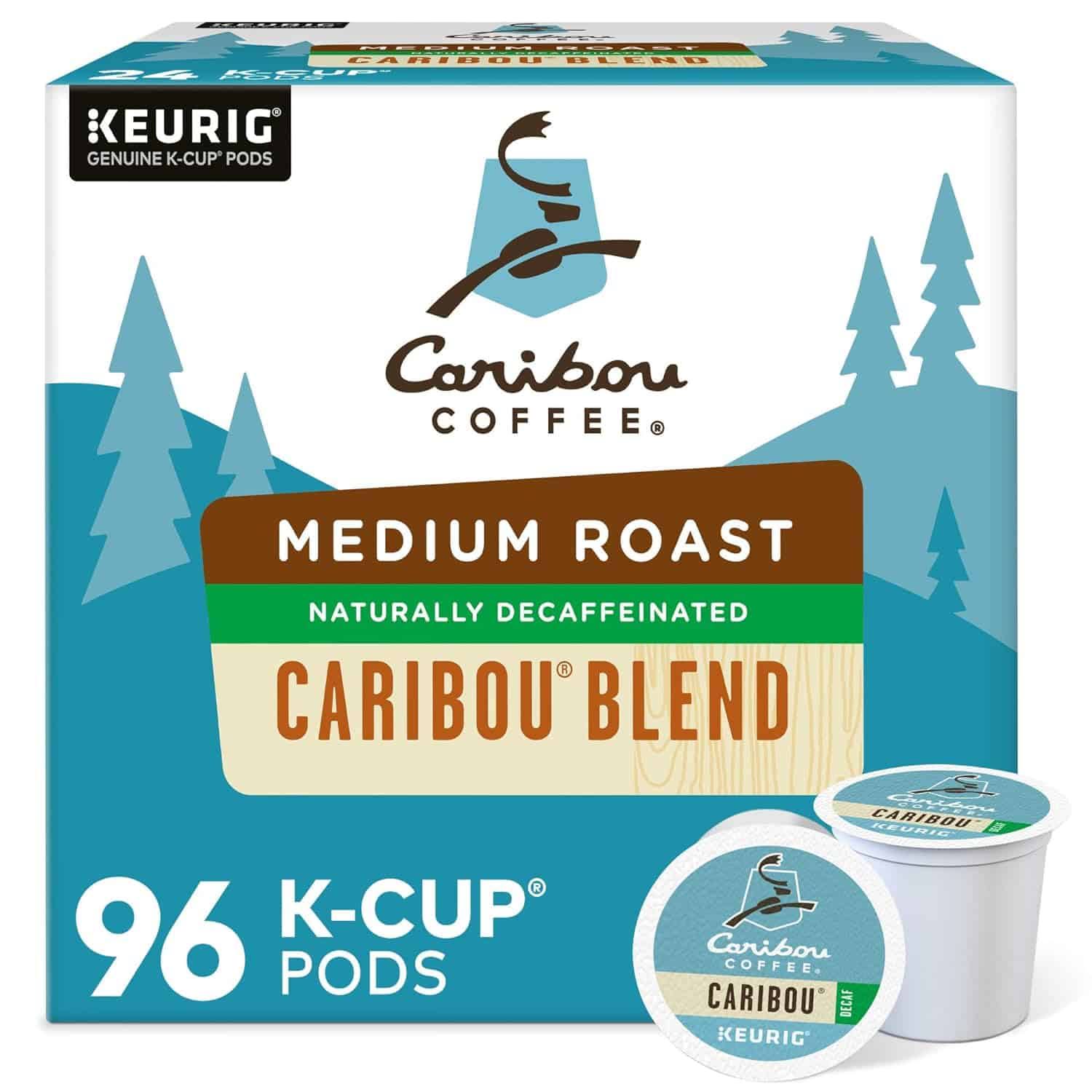 Caribou Coffee Caribou Blend Decaf, Single-Serve  K-Cup Pods, Medium Roast Coffee, 96 Count