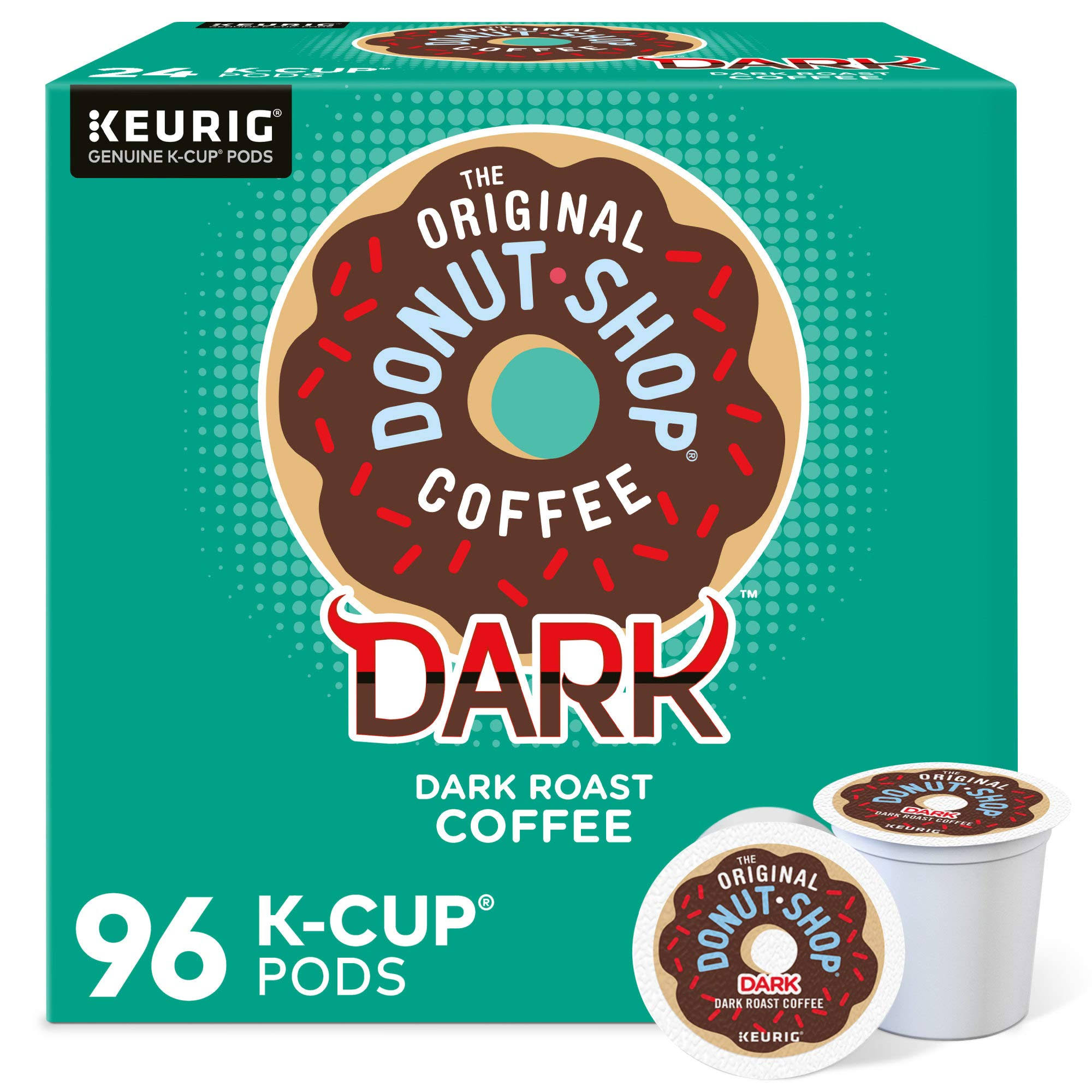 The Original Donut Shop Dark Coffee,  Single-Serve K-Cup Pods, Dark Roast, 96 Count (4 Packs of 24)