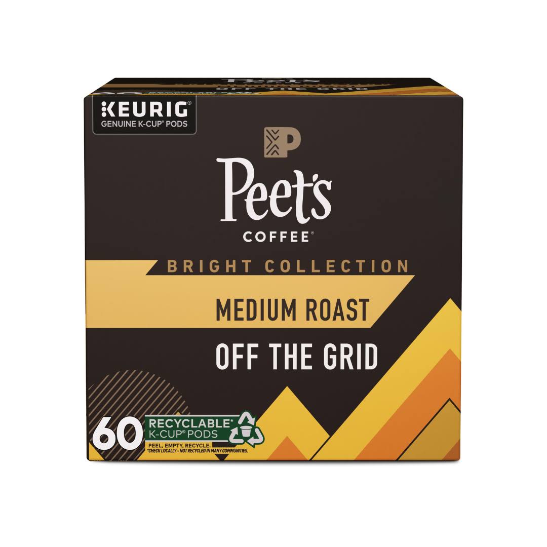 Peet s Coffee, Medium Roast K-Cup Coffee Pods for  Coffee Machines   Off The Grid, 60 Count (6 Boxes of 10 K-Cup Pods)