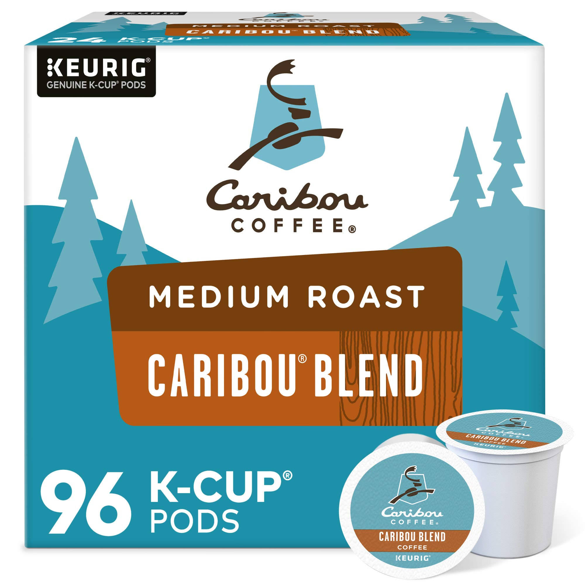 Caribou Coffee Caribou Blend, Single-Serve  K-Cup Pods, Medium Roast Coffee, 24 Count (Pack of 4)
