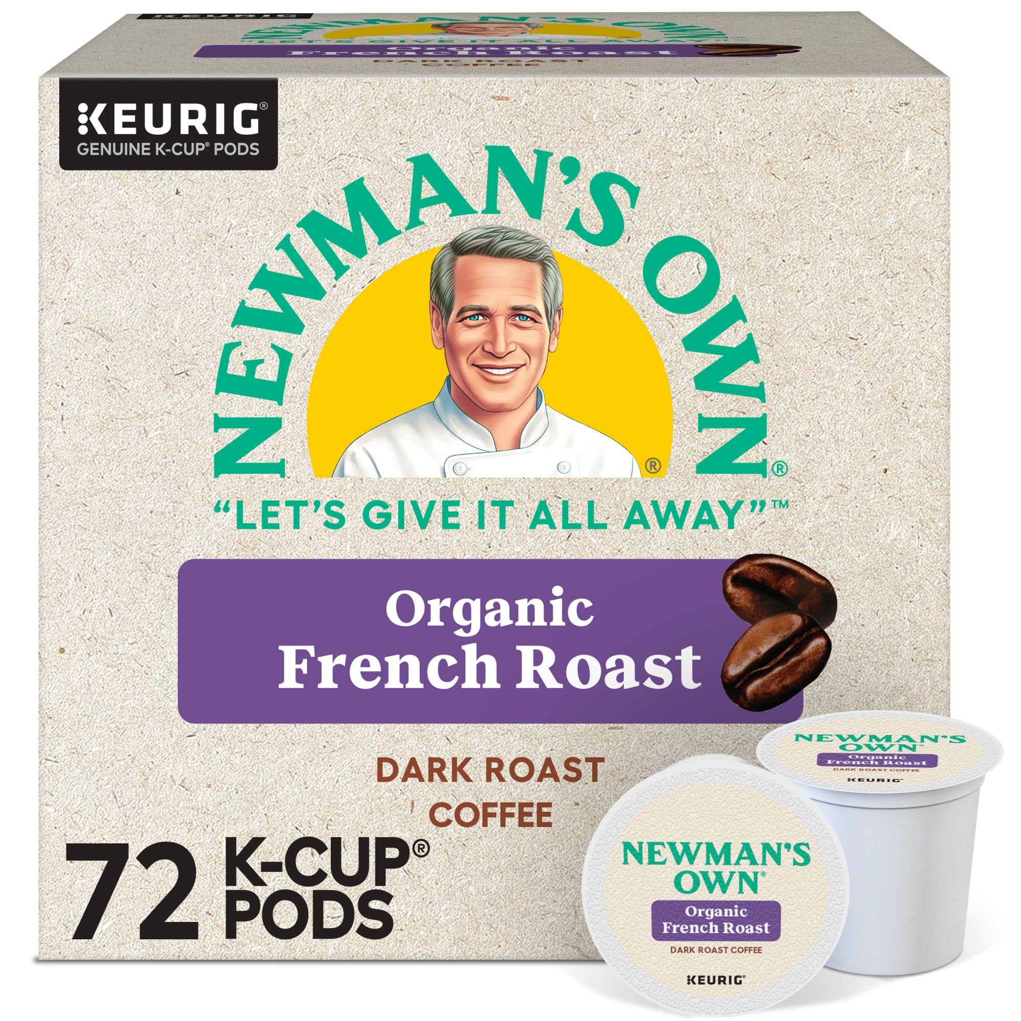 Newman s Own Organics French Roast  Single-Serve K-Cup Pods, Dark Roast Coffee, 72 Count (6 Packs of 12)