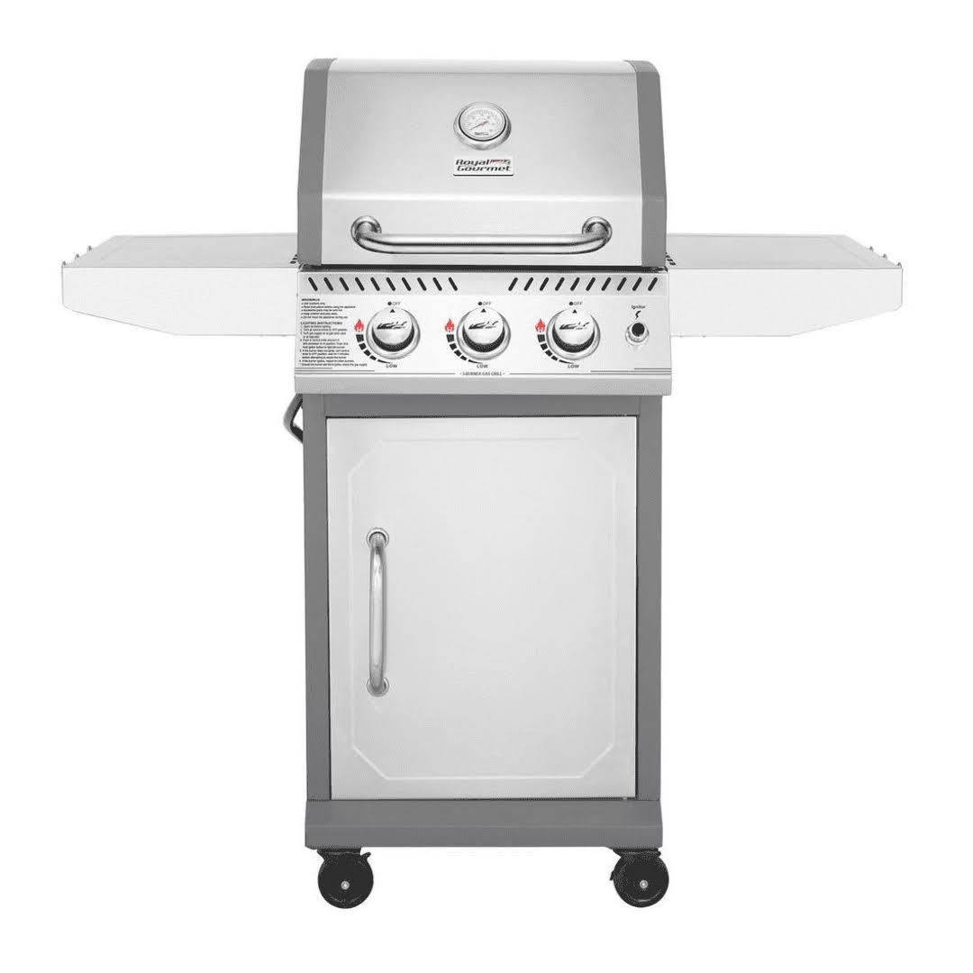 GG3001S Stainless Steel 3-Burner Propane Gas Grill, 25,500 BTU Cabinet Style Cas Grill with Side Tables