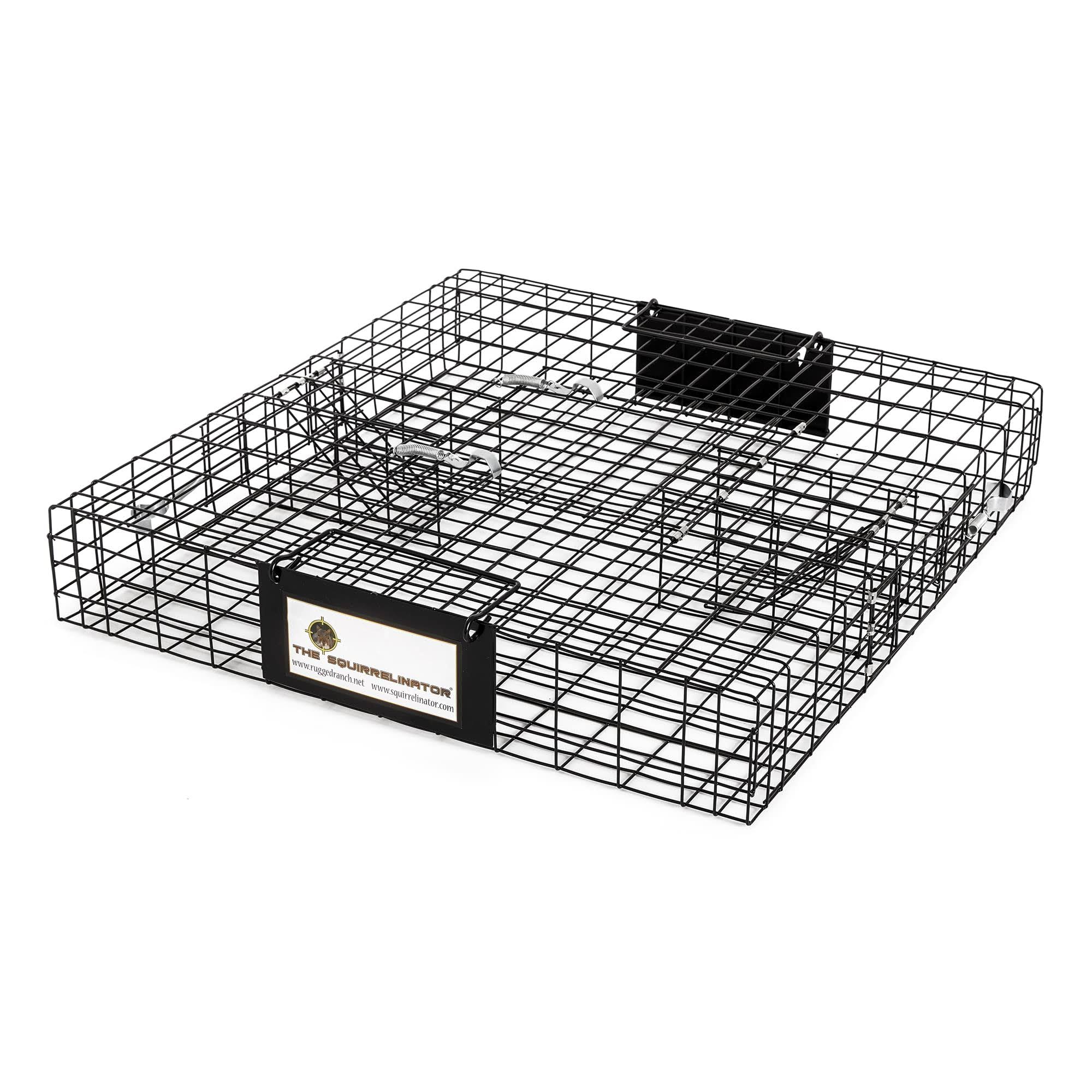 Rugged Ranch Squirrelinator 2 Door Small Metal Wire Multi-Catch Live Animal Squirrel Catch   Release Cage Trap for Pest Control, Black