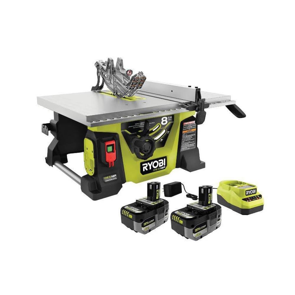 PBLTS01K ONE+ HP 18V Brushless Cordless 8-1/4 in. Compact Portable Jobsite Table Saw Kit with (2) 4.0 Ah Batteries and Charger