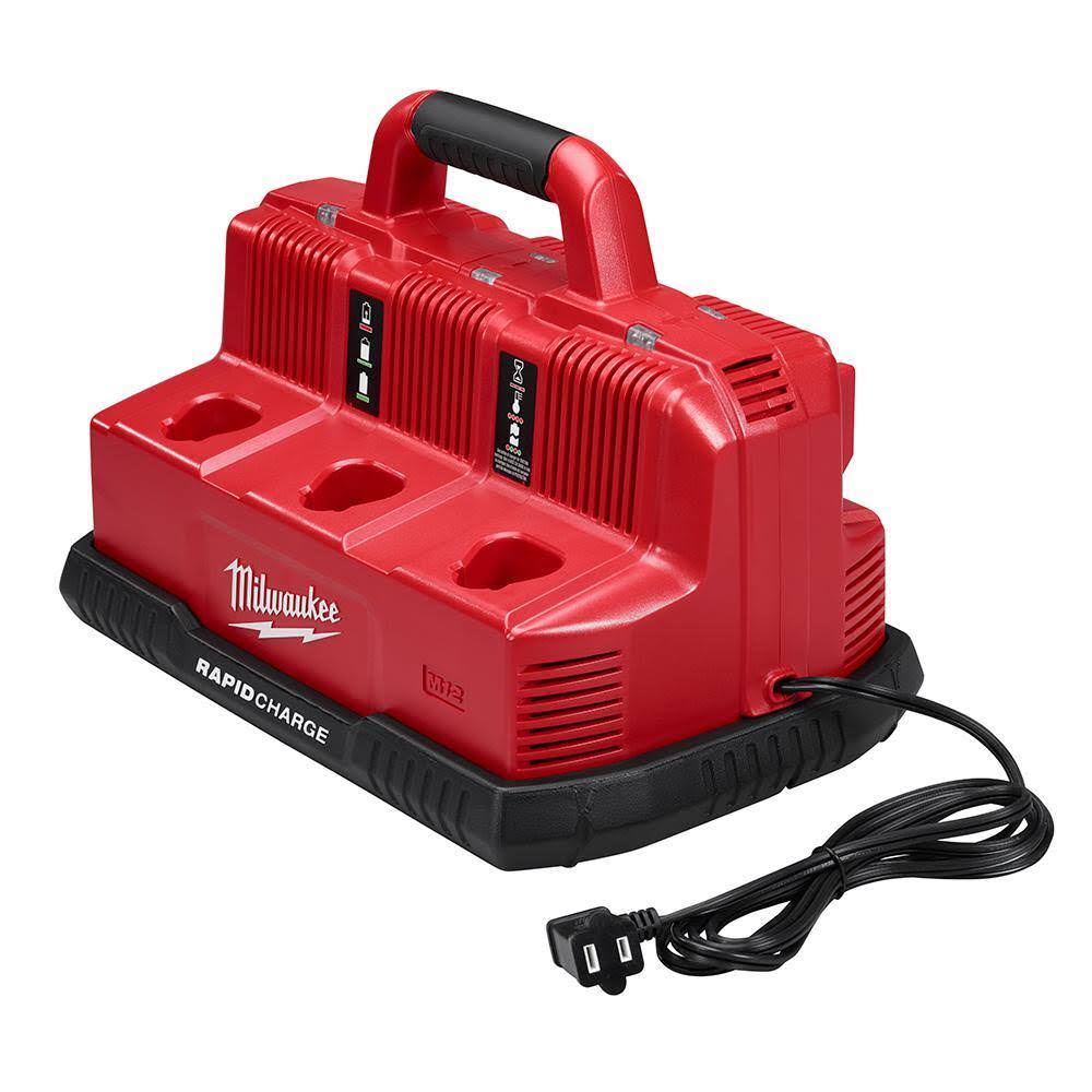 48-59-1807 M12 and M18 12-Volt/18-Volt Lithium-Ion Multi-Voltage 6-Port Sequential Rapid Battery Charger (3 M12 and 3 M18 Ports)