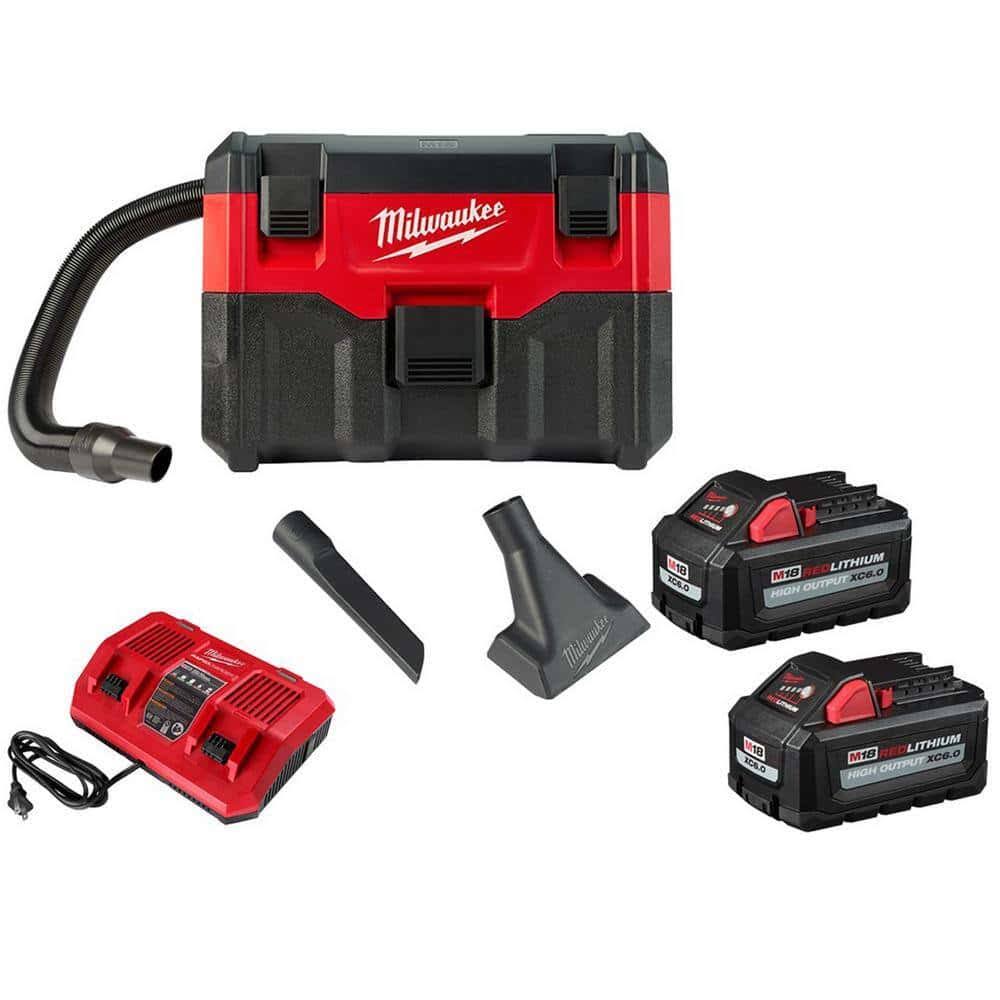 M18 18-Volt 2 Gal. Lithium-Ion Cordless Wet/Dry Vacuum with 2 M18 HIGH OUTPUT 6.0 Ah Batteries and Charger